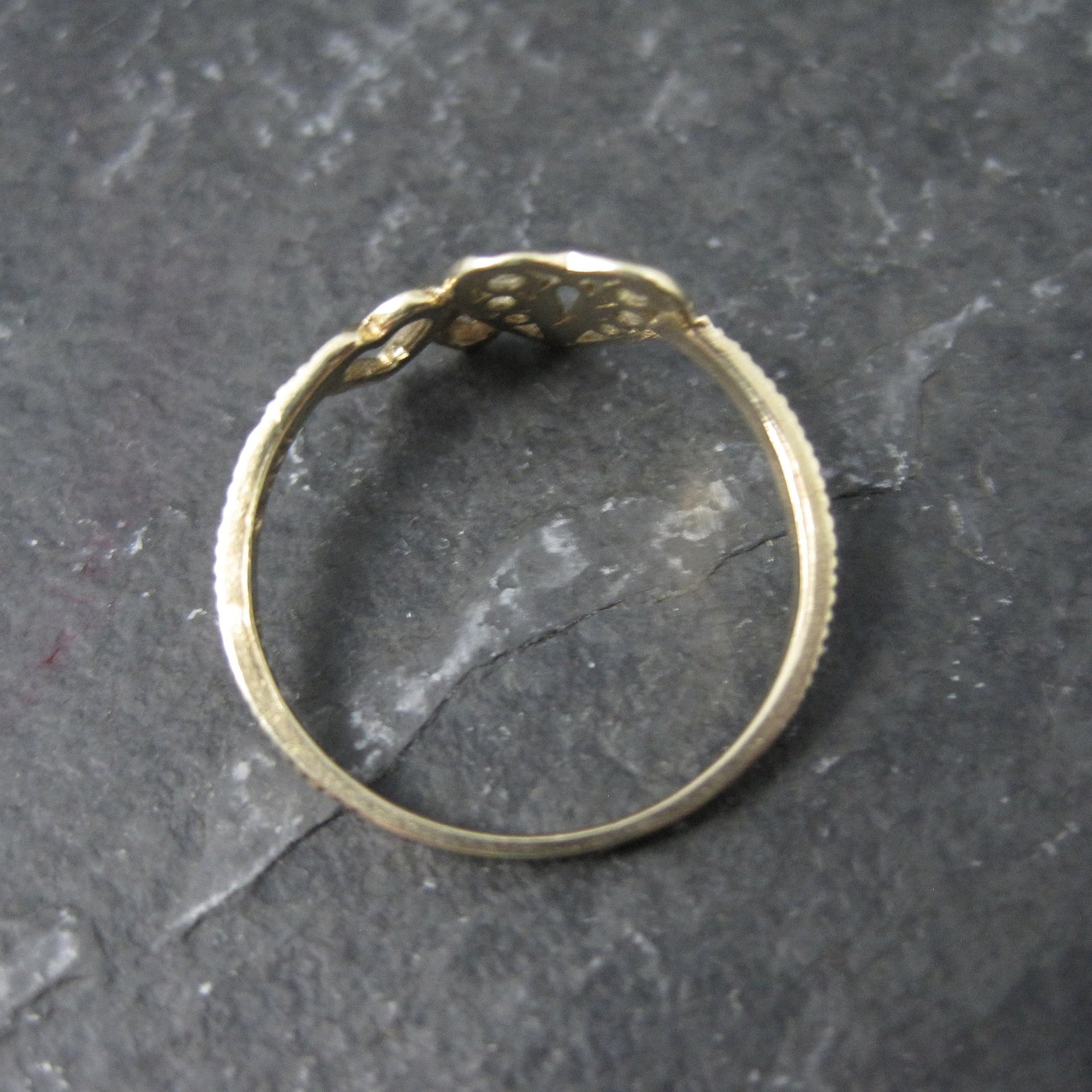 Dainty 10K Diamond Heart Ring Size 6 Yellow Gold Filigree