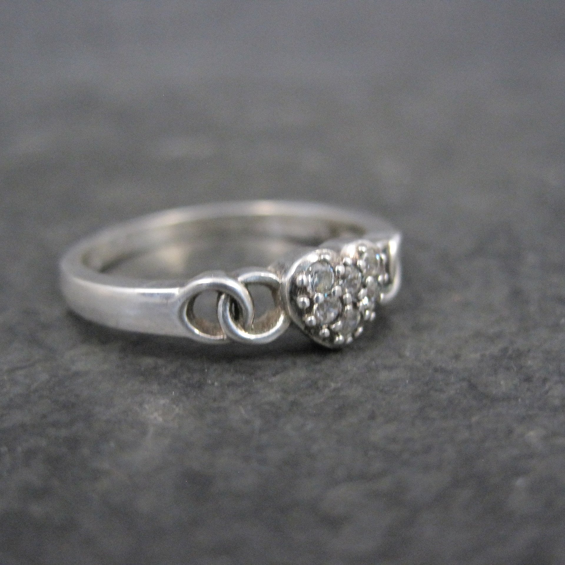 Dainty Sterling Cz Heart Ring Size 8 Italian Silver