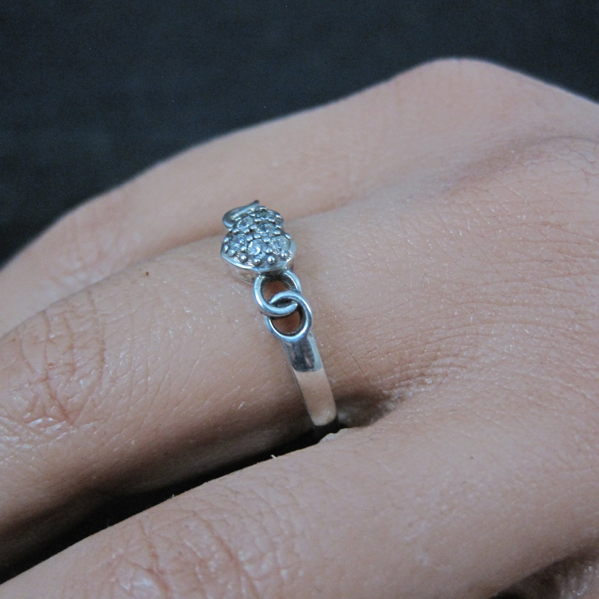 Dainty Sterling Cz Heart Ring Size 8 Italian Silver