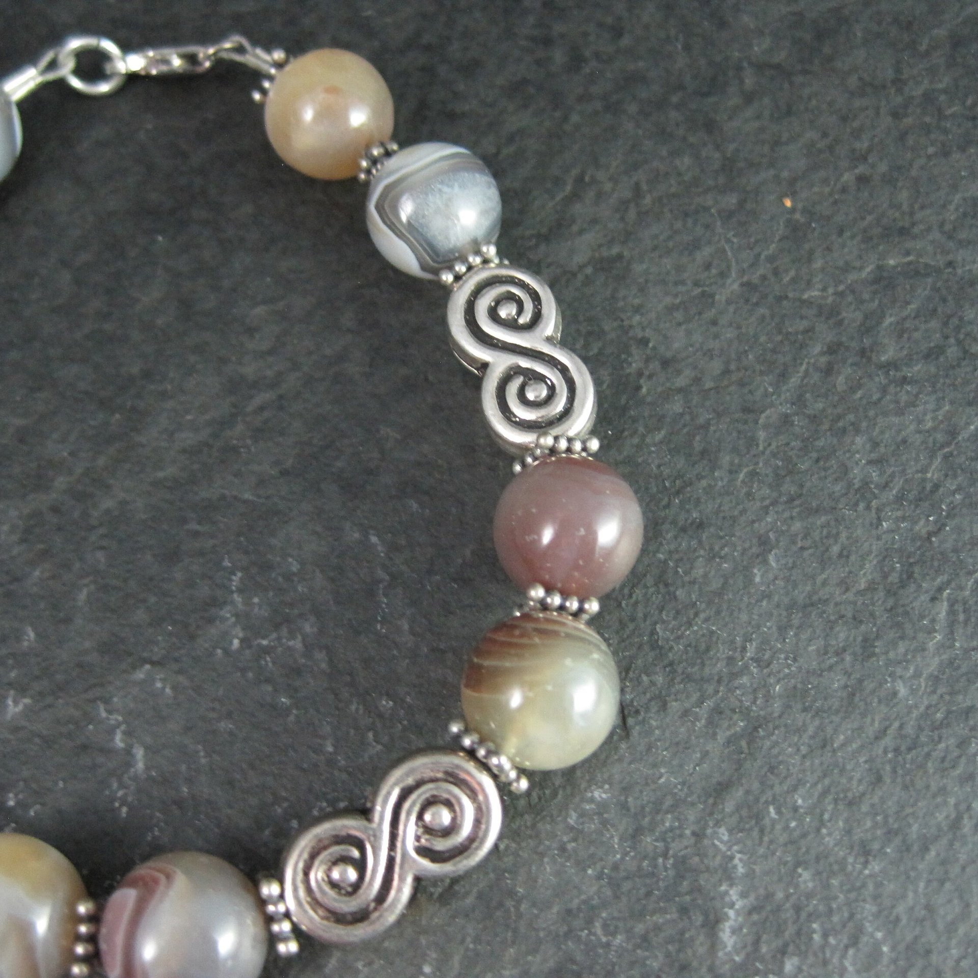 Sterling Silver Botswana Agate Bracelet 8 Inches
