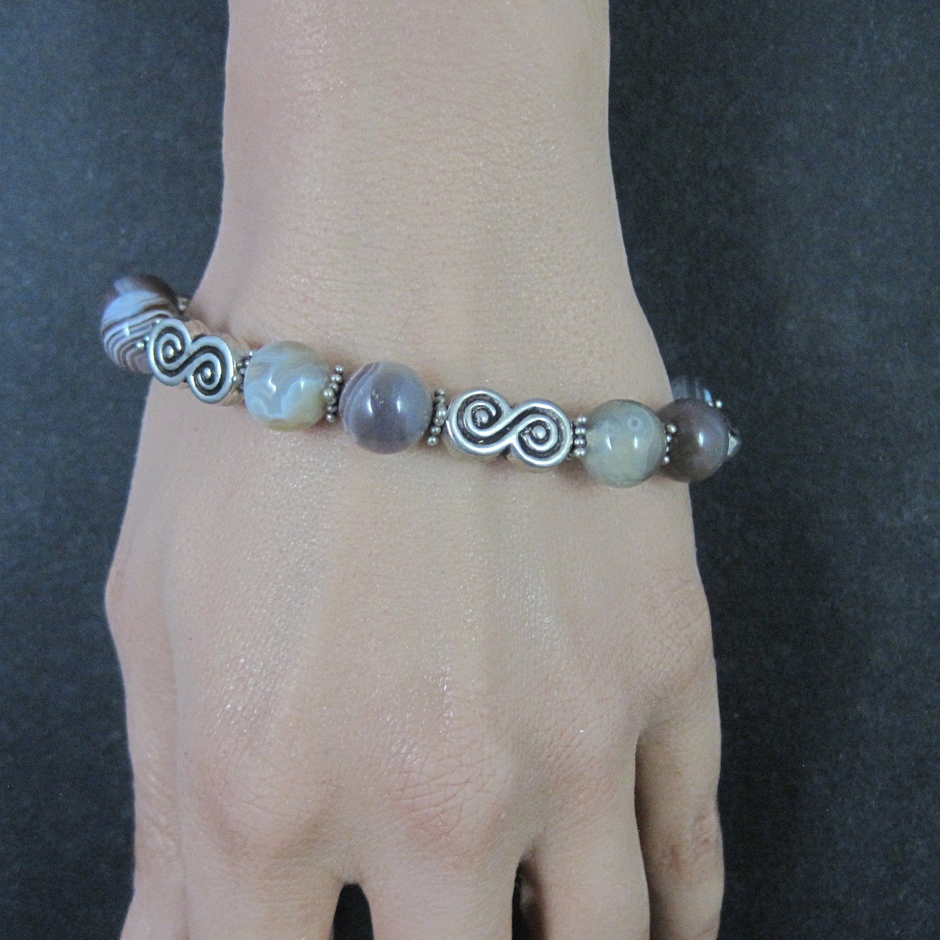 Sterling Silver Botswana Agate Bracelet 8 Inches