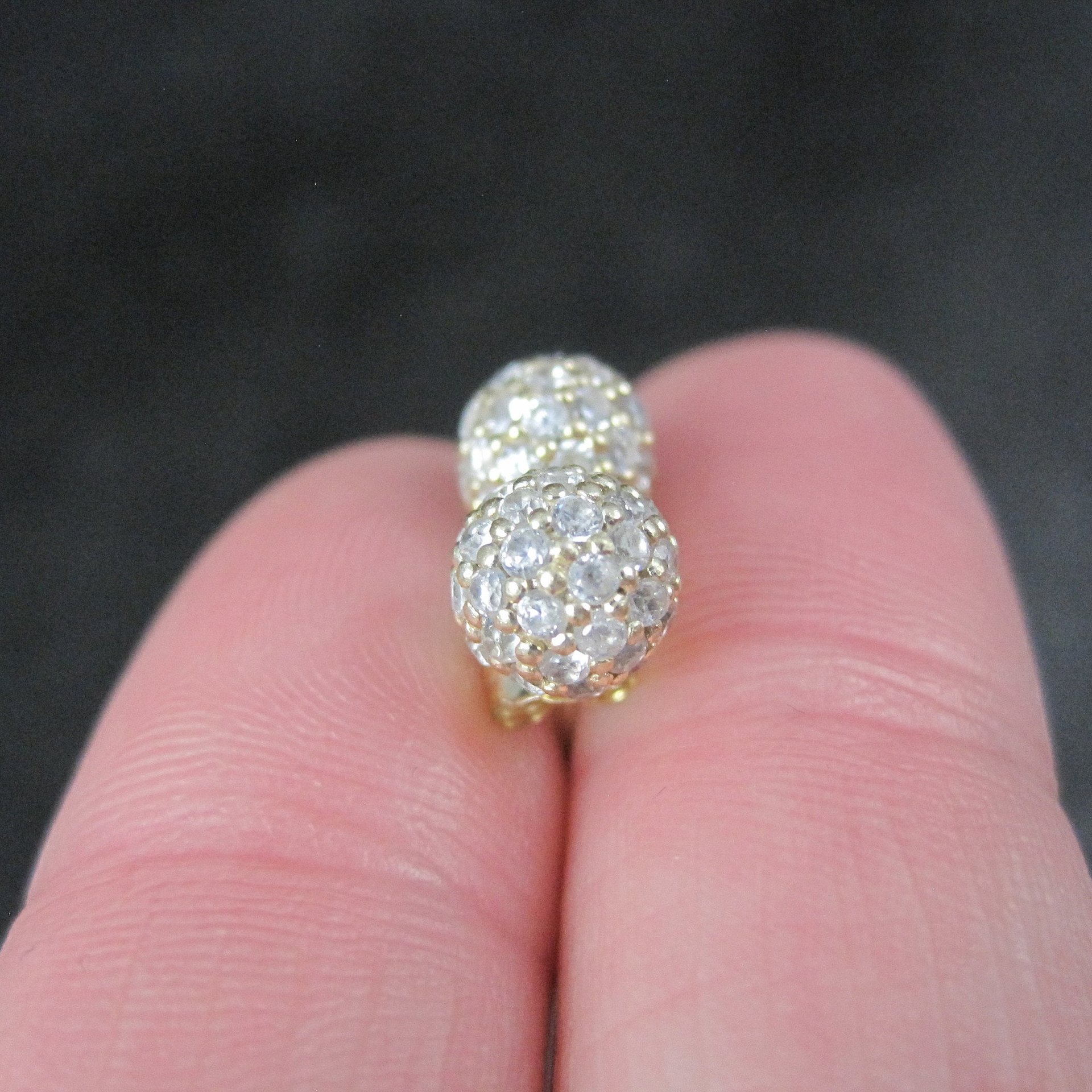 Gold Cz Sphere Stud Earrings Vermeil Sterling