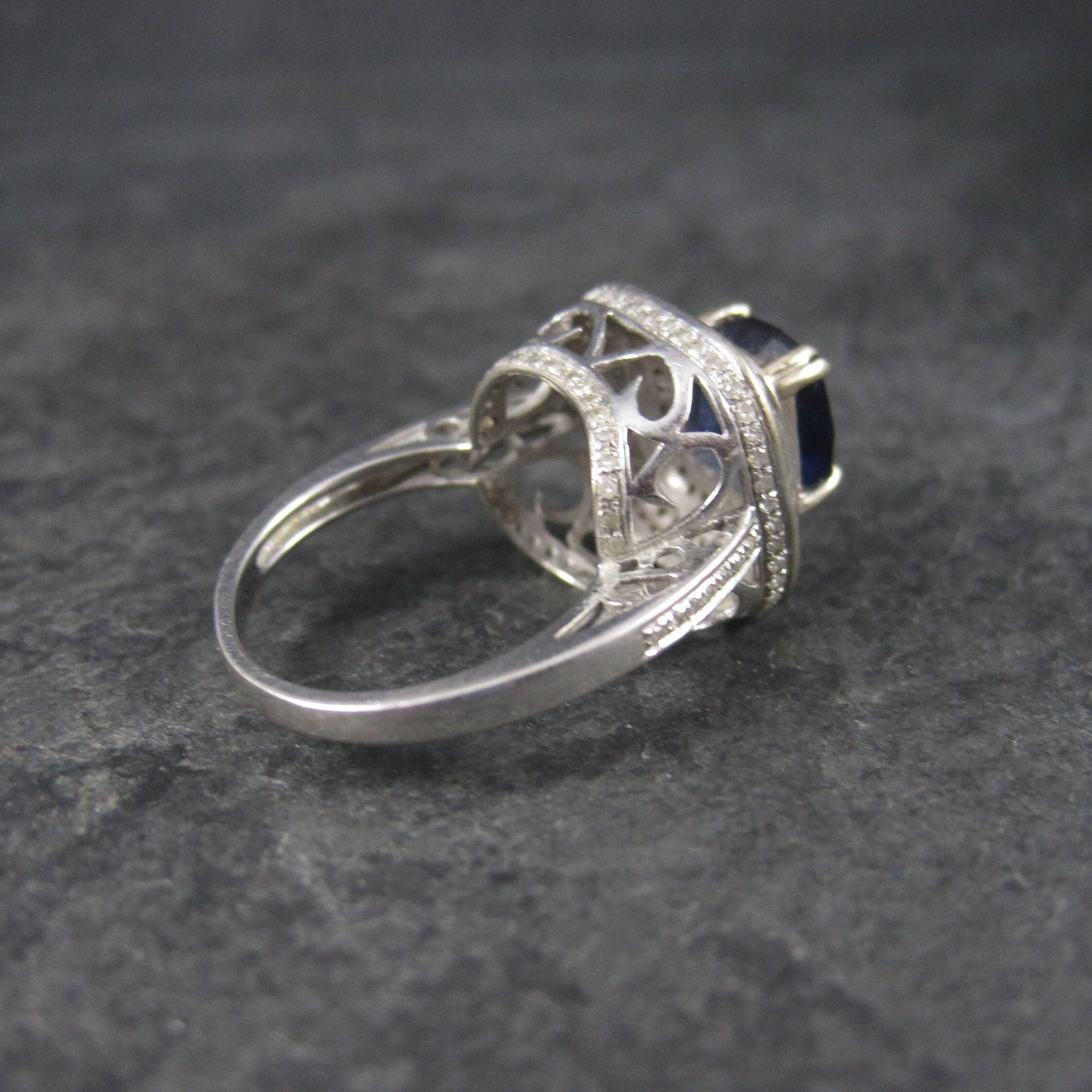 Vintage 14K Sapphire Diamond Engagement Ring Size 6