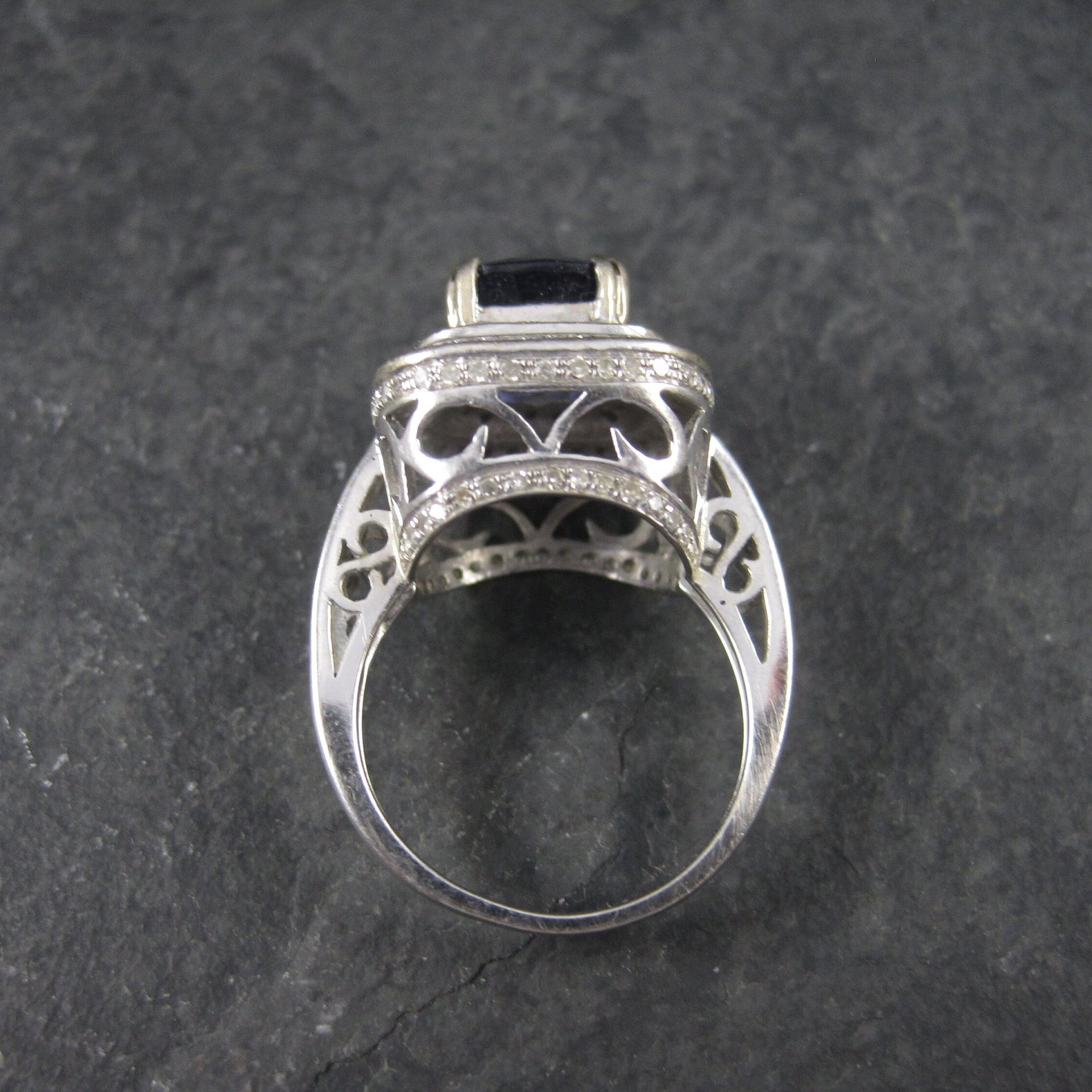 Vintage 14K Sapphire Diamond Engagement Ring Size 6