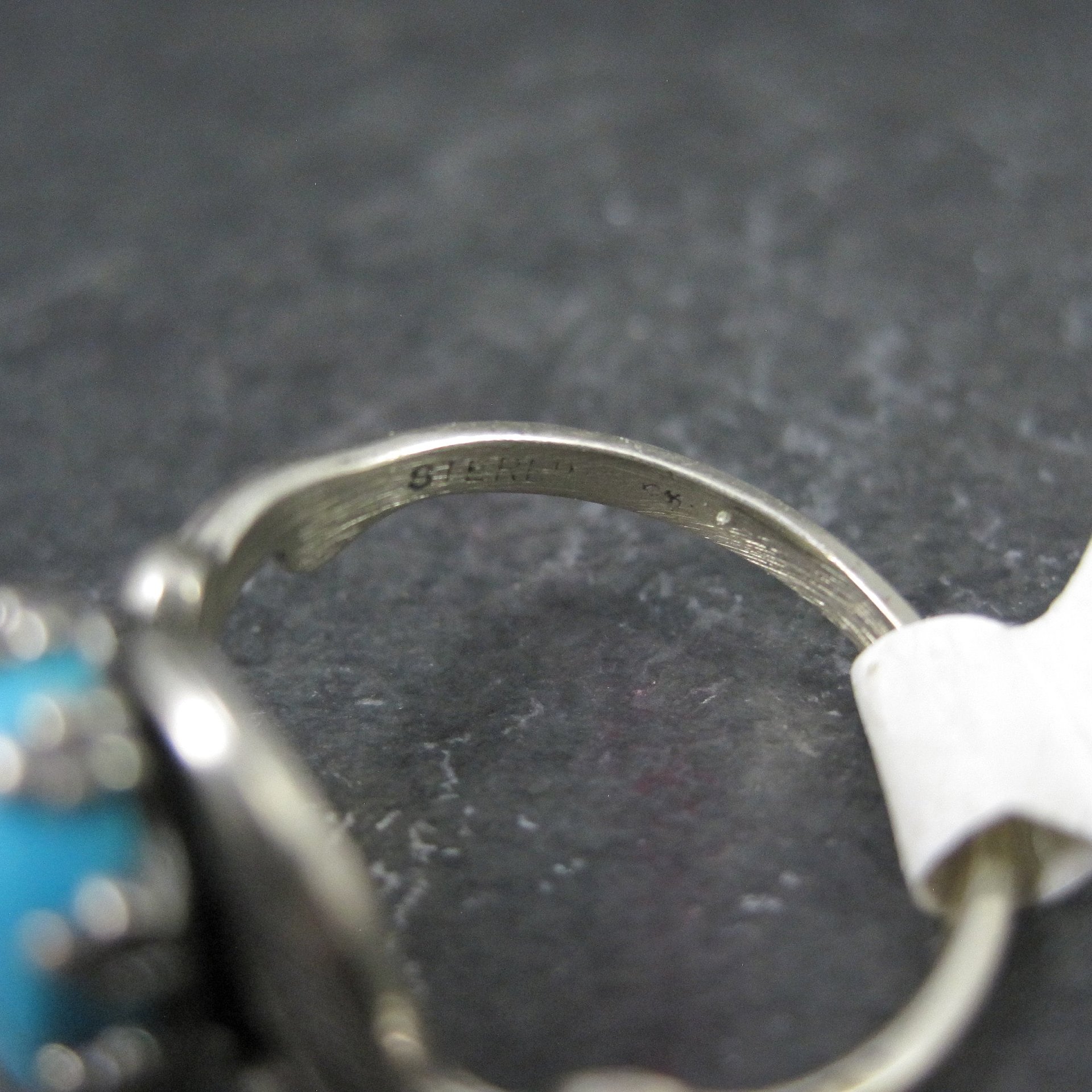 Vintage Art Deco Style Turquoise Ring Serling Silver New Old Stock Sizes 6 and 6.5