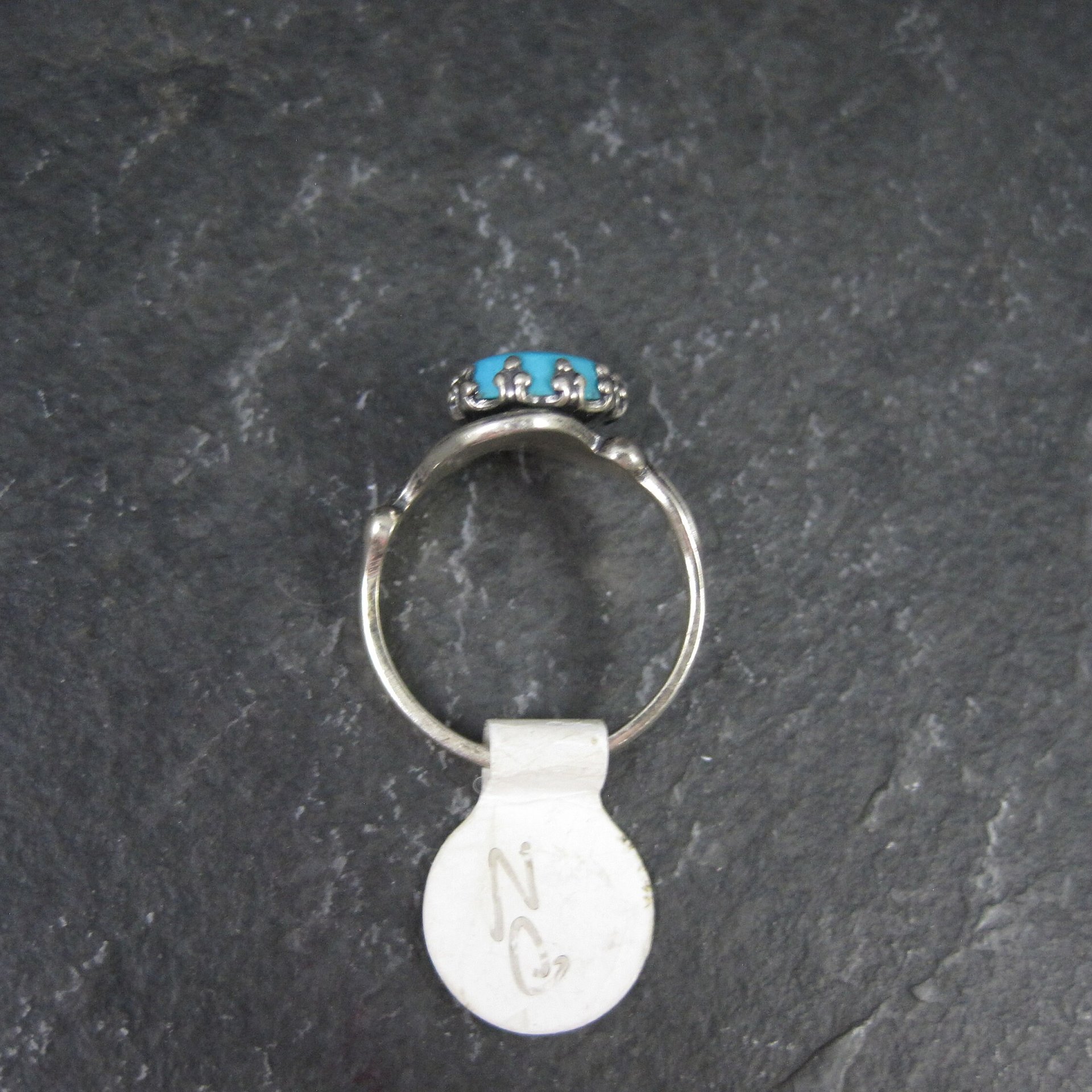 Vintage Art Deco Style Turquoise Ring Serling Silver New Old Stock Sizes 6 and 6.5