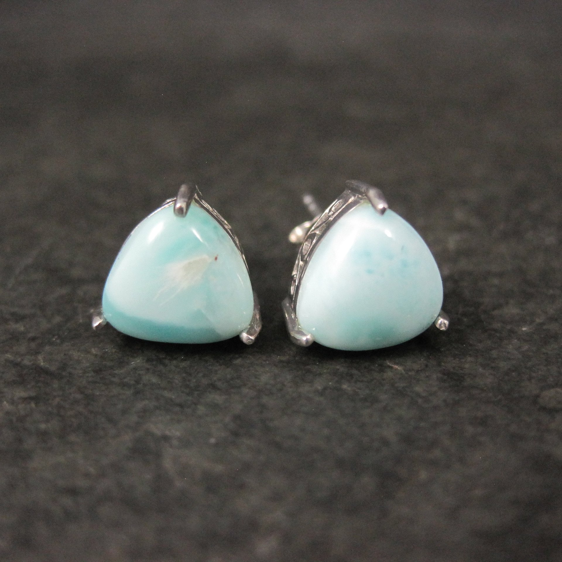 10mm Larimar Stud Earrings Sterling Silver