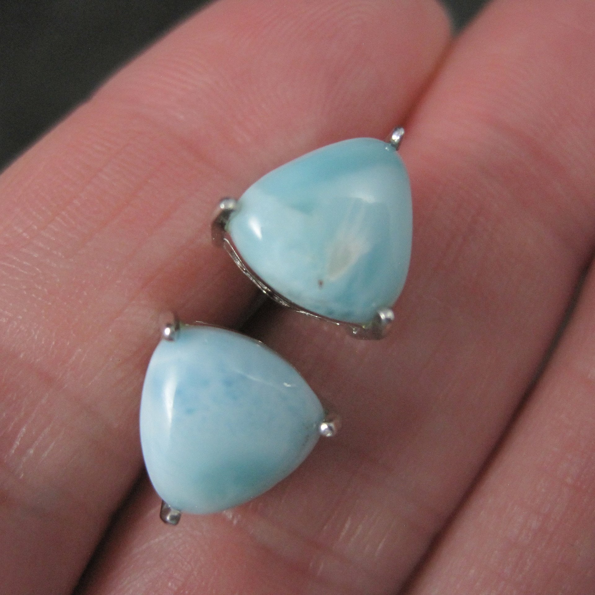10mm Larimar Stud Earrings Sterling Silver