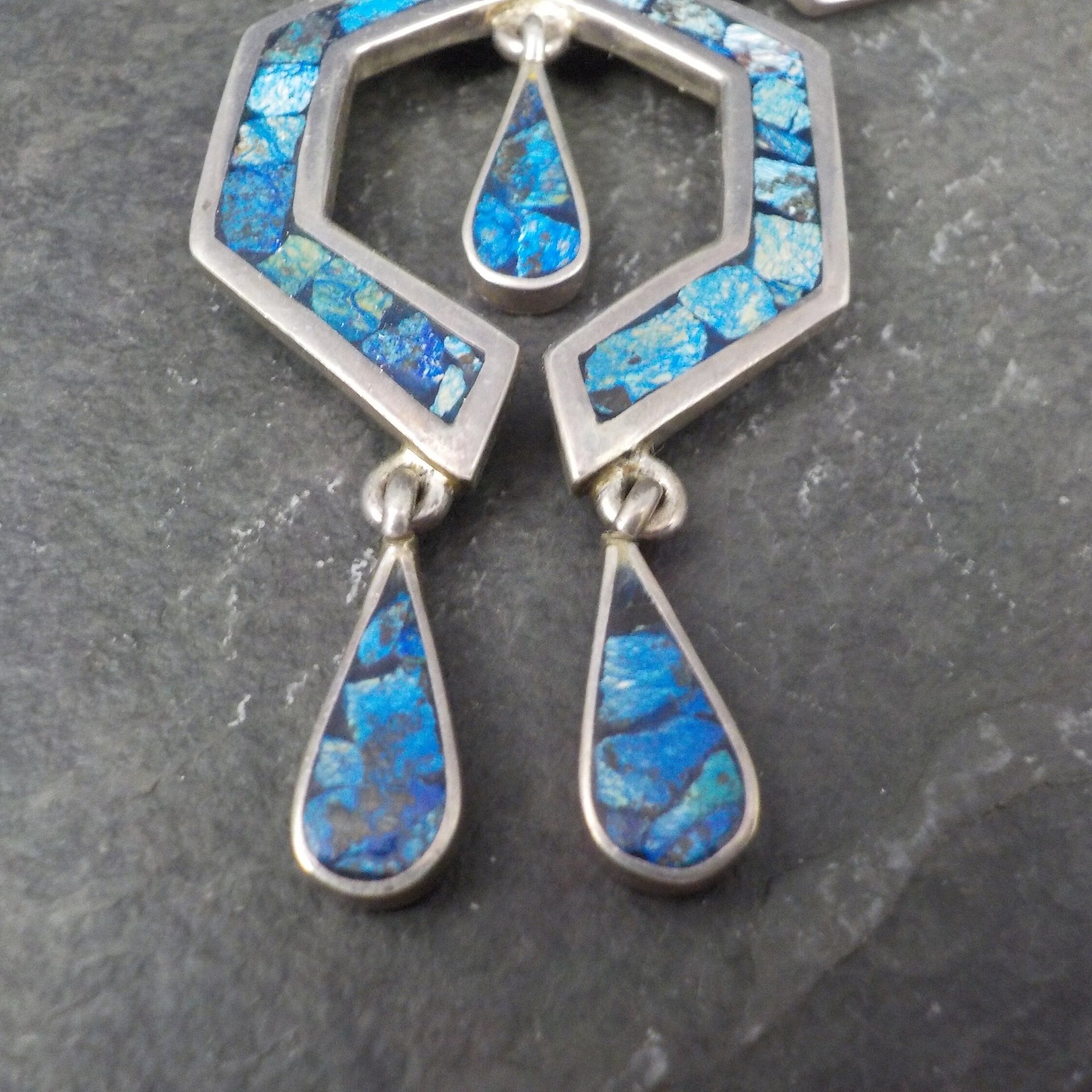 Vintage Mexican Silver Sodalite Inlay Necklace