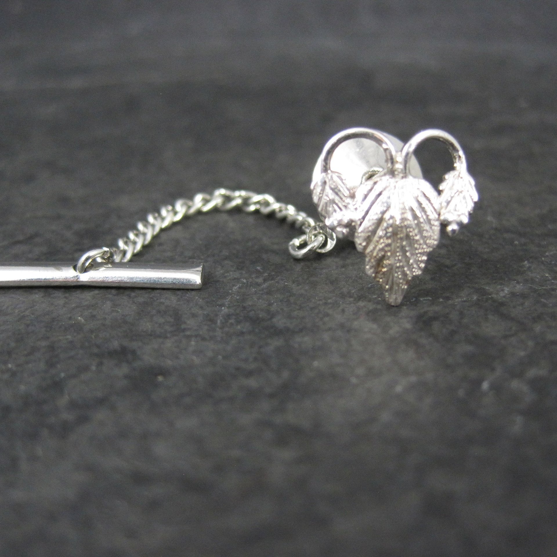 Estate Black Hills Silver Heart Leaf Tie Tack