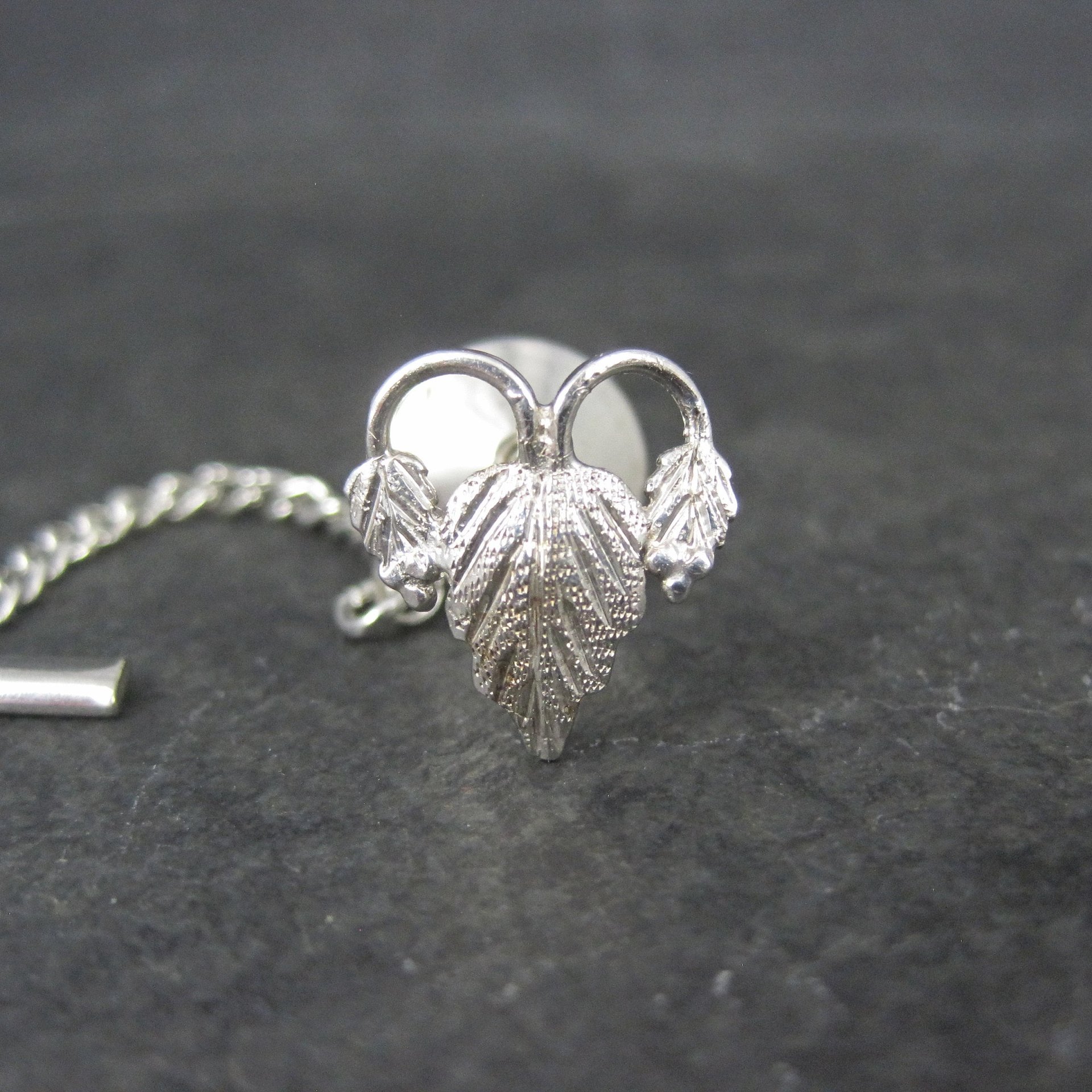 Estate Black Hills Silver Heart Leaf Tie Tack