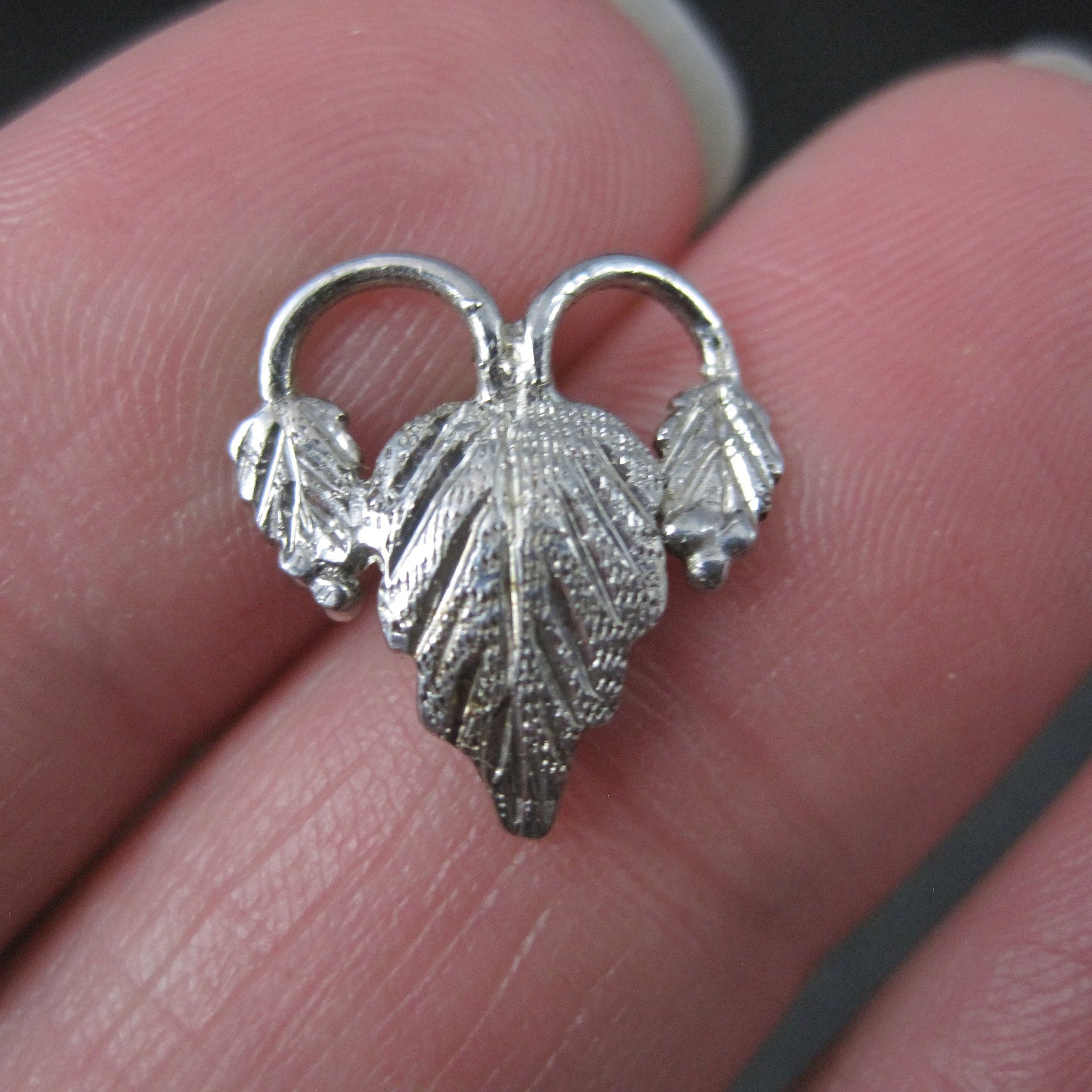 Estate Black Hills Silver Heart Leaf Tie Tack
