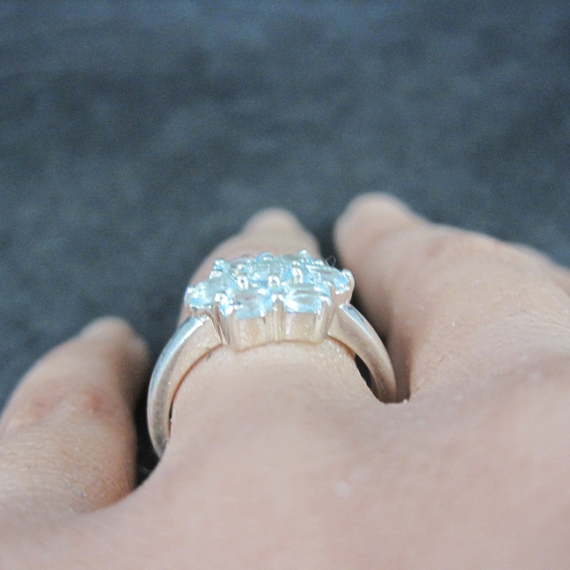 Blue Topaz Cluster Ring Sterling Silver Size 7