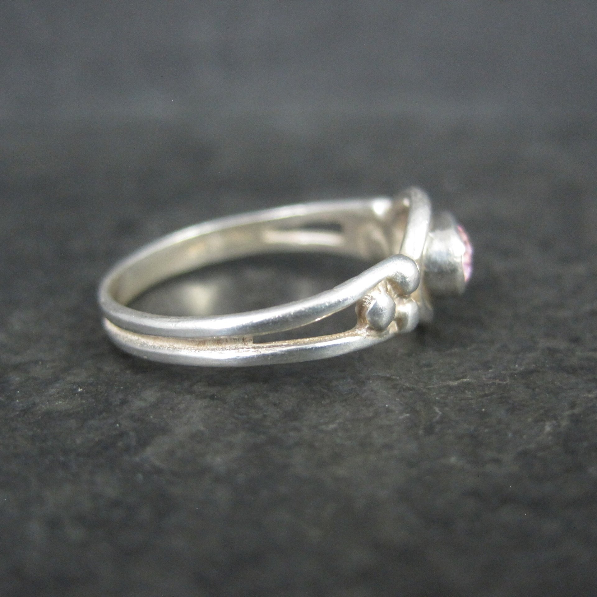 Dainty Pink Cubic Zirconia Ring Size 7 Sterling Silver