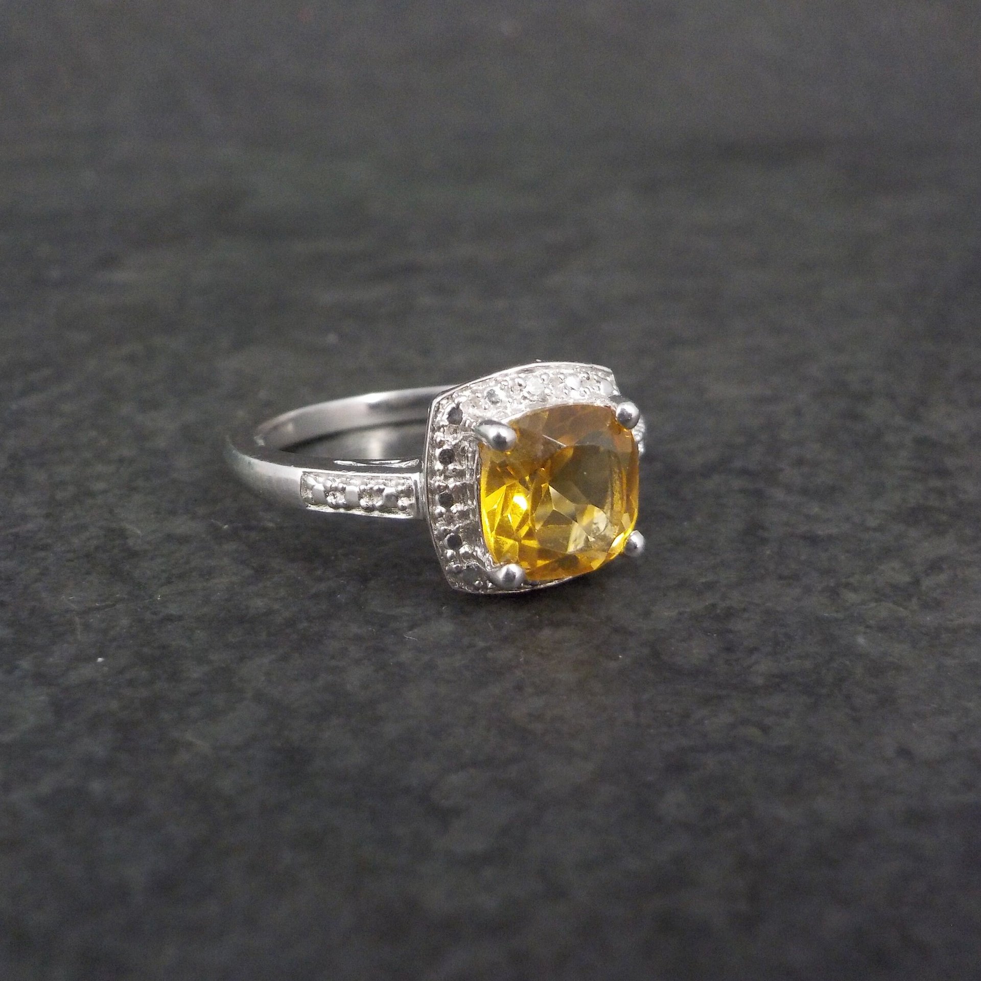 Estate Citrine Ring Sterling Silver Size 7