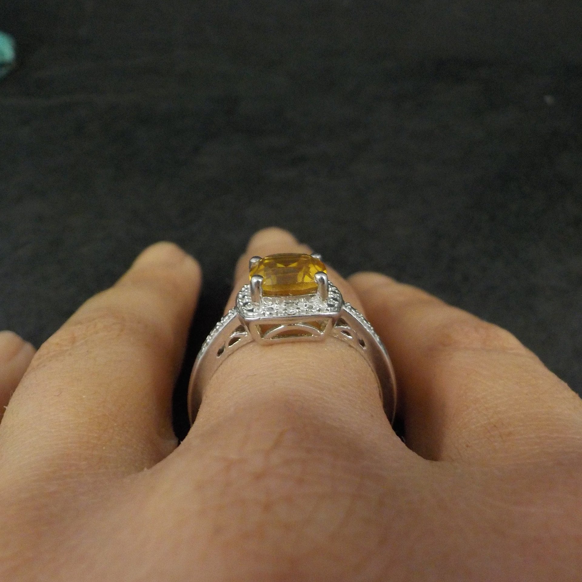 Estate Citrine Ring Sterling Silver Size 7
