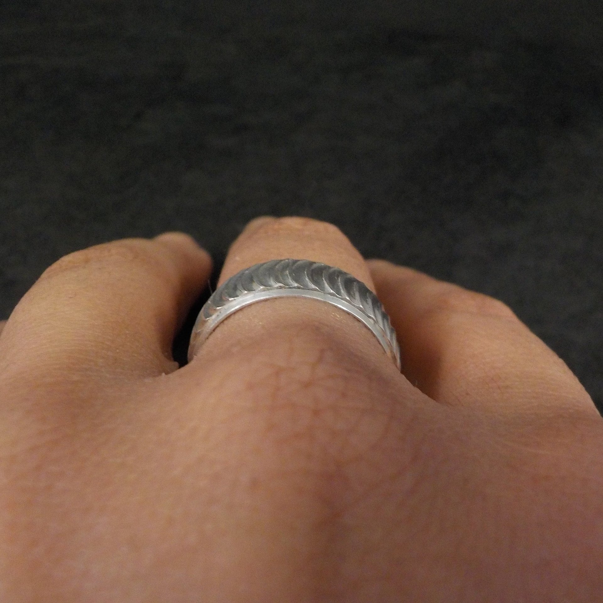 Textured 7mm Band Ring Size 7 Sterling Silver