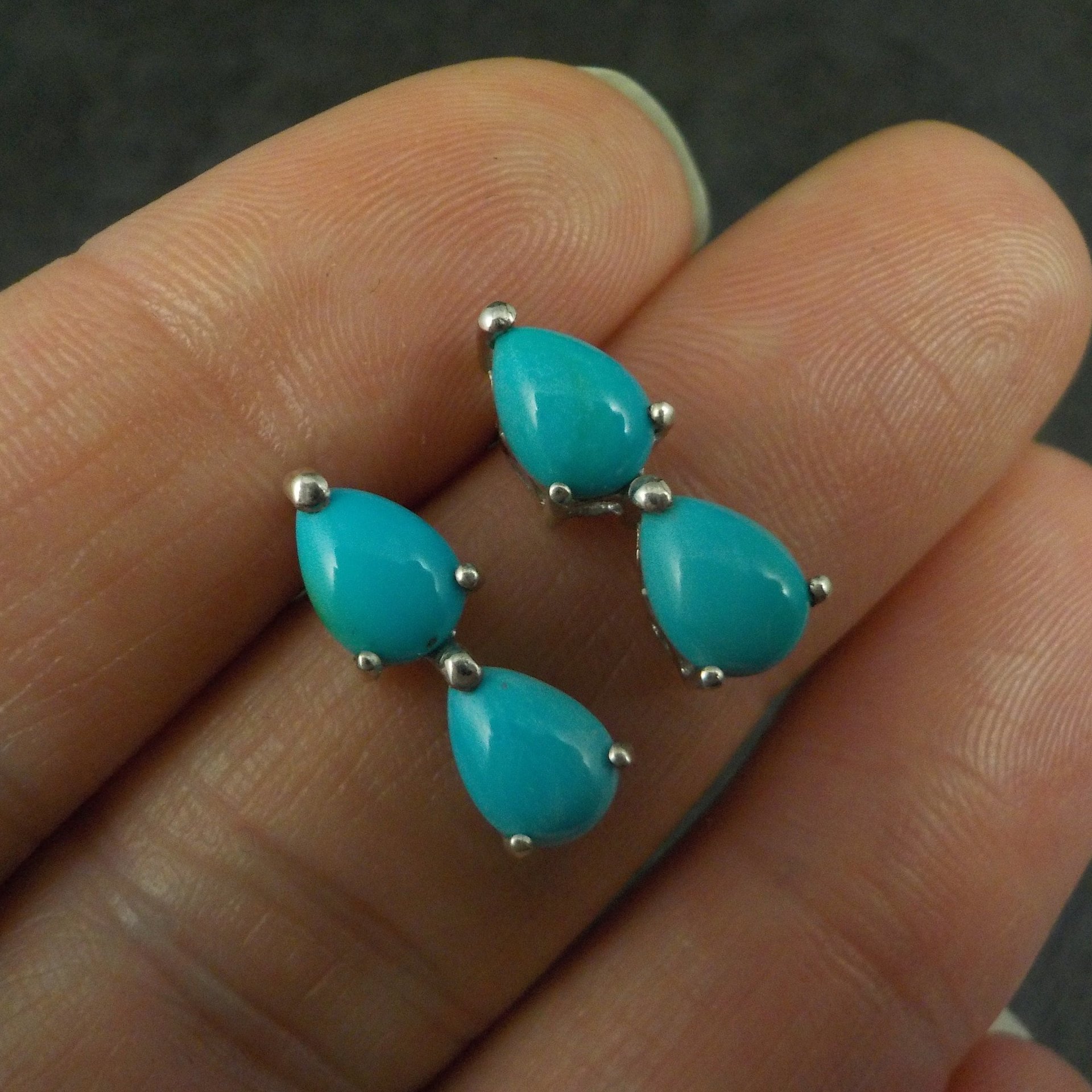Sleeping Beauty Turquoise Stud Earrings Sterling Silver Chuck Clemency