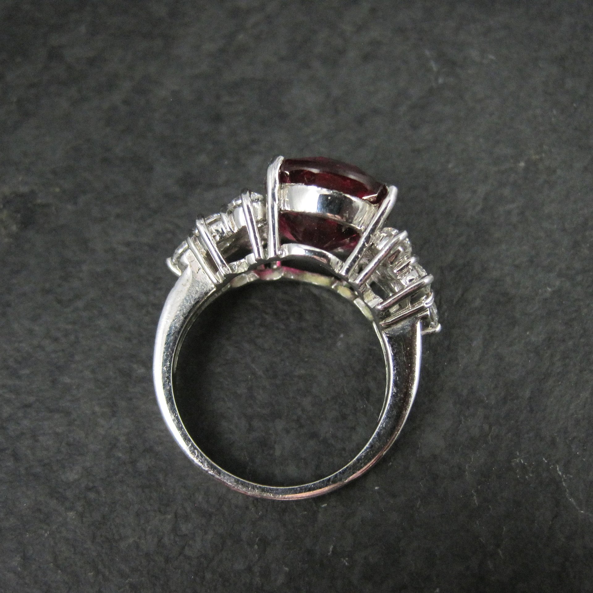 Large Synthetic Ruby Ring Size 8 Sterling Silver