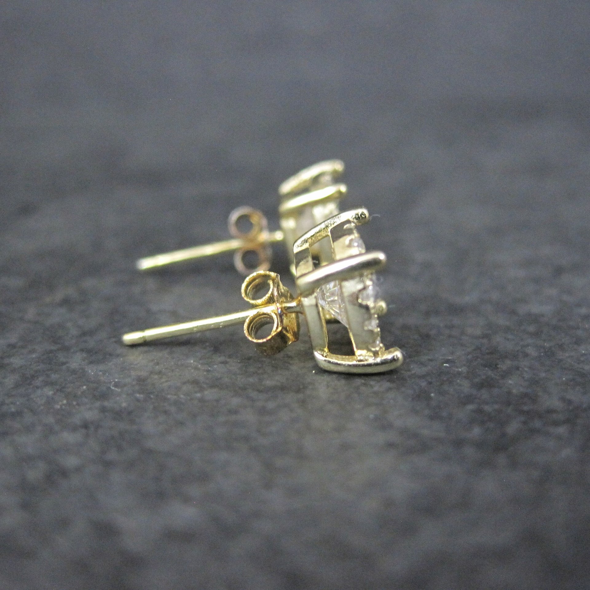 Vermeil Sterling Cz Halo Stud Earrings Estate Jewelry NOS