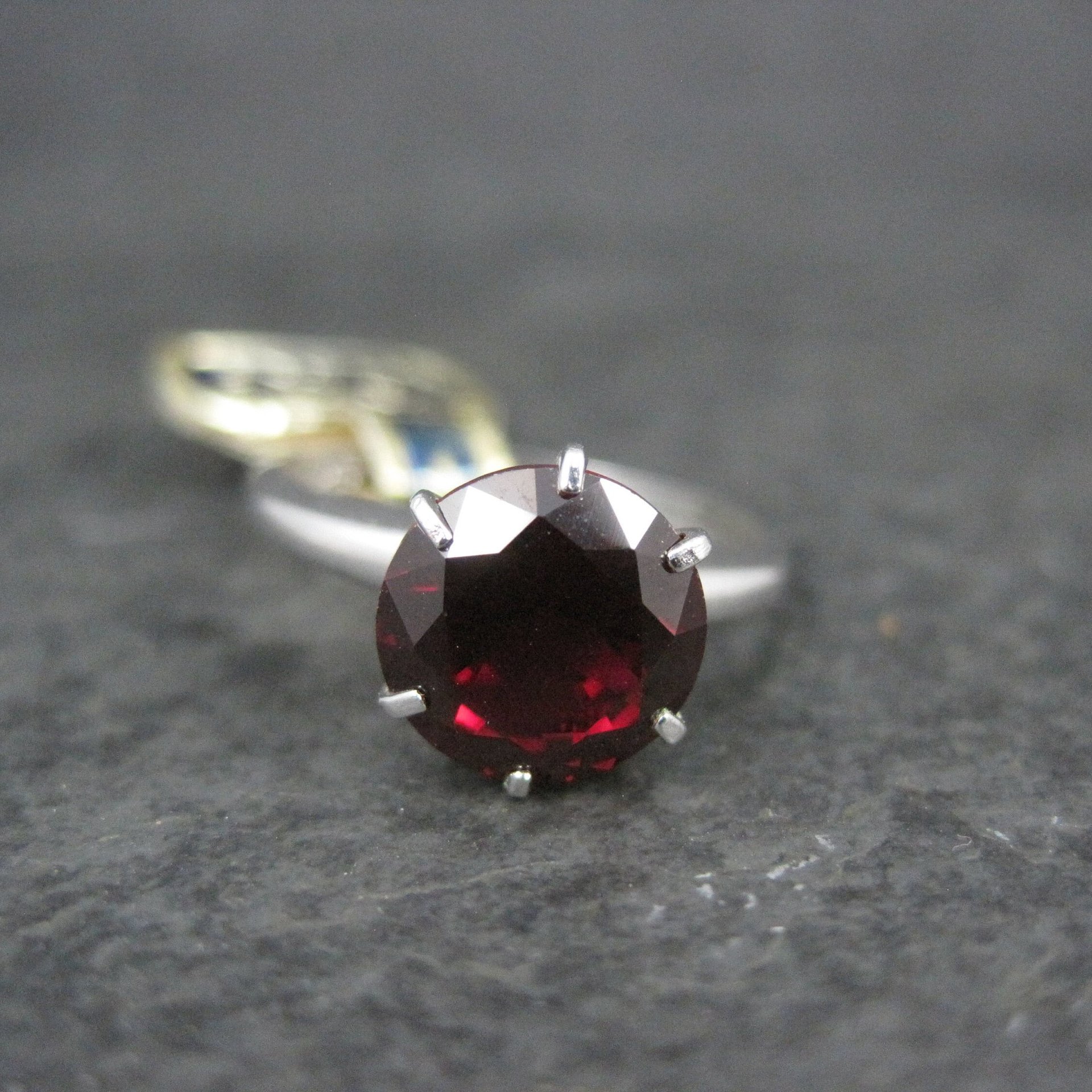 Vintage Sterling Garnet Solitaire Ring Old New Stock Multiple Sizes UNCAS