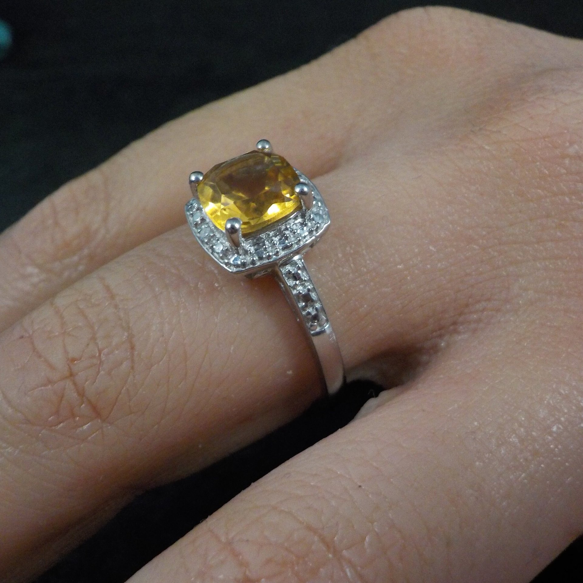 Estate Citrine Ring Sterling Silver Size 7