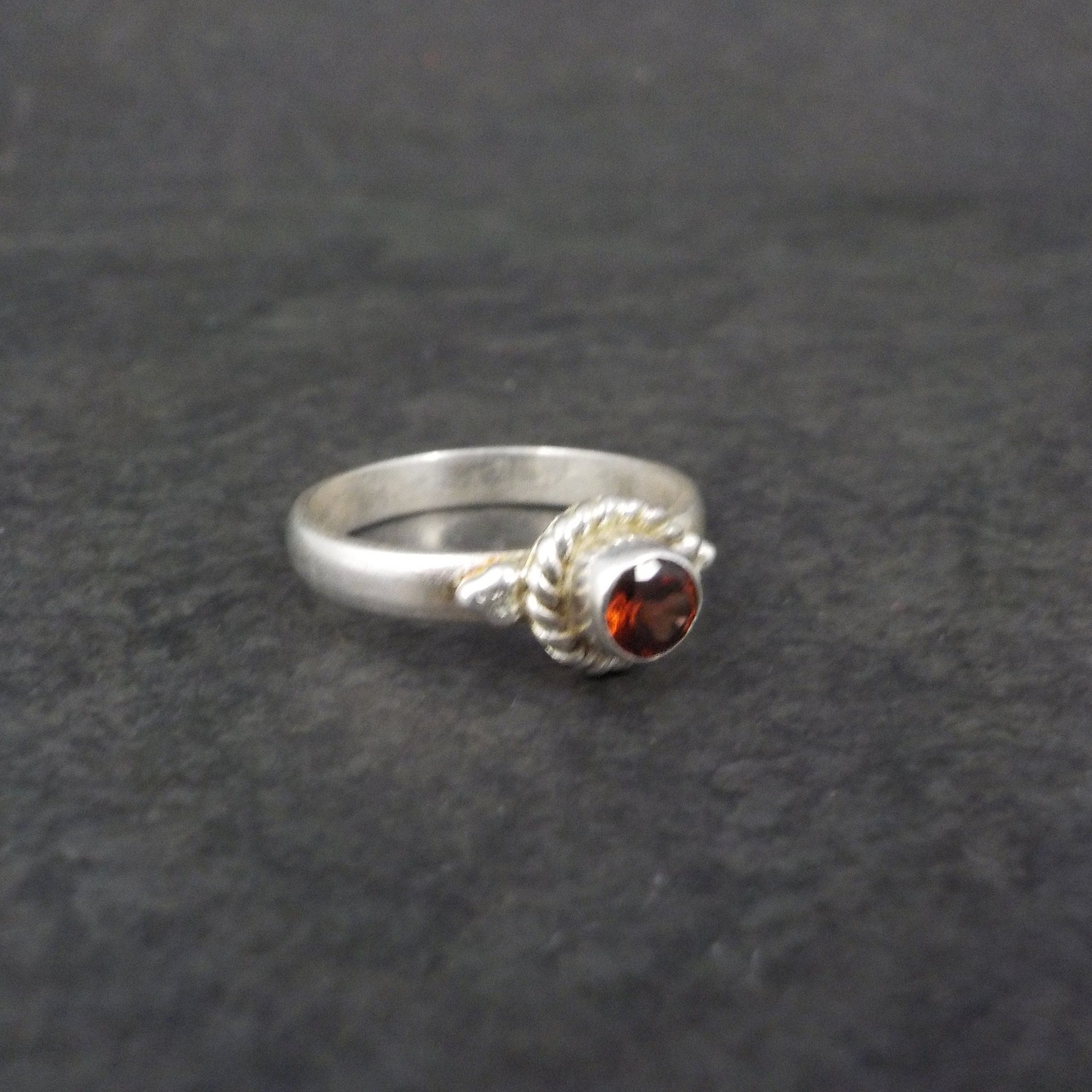 Garnet Ring Size 6.5 Estate Solitaire Sterling Silver