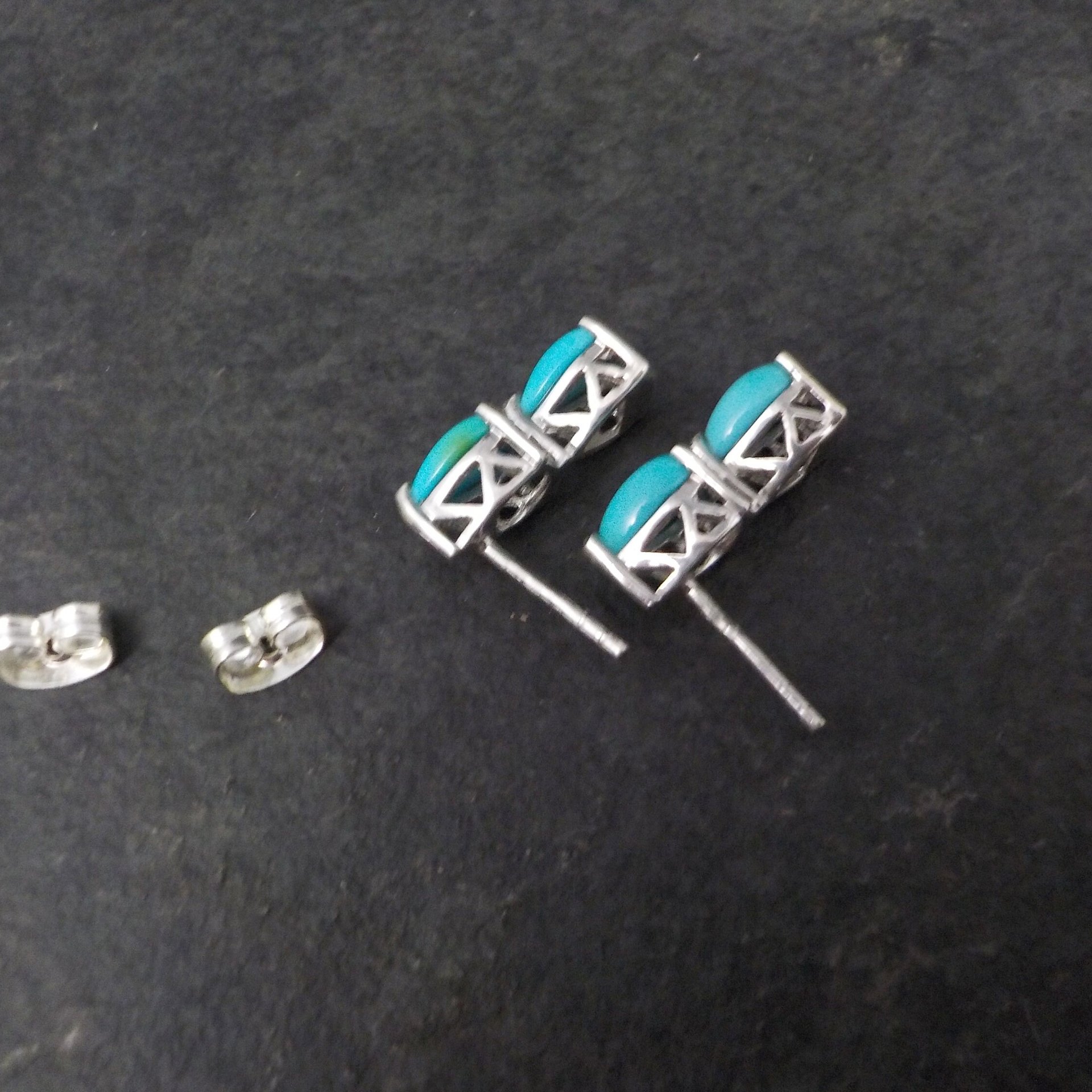 Sleeping Beauty Turquoise Stud Earrings Sterling Silver Chuck Clemency