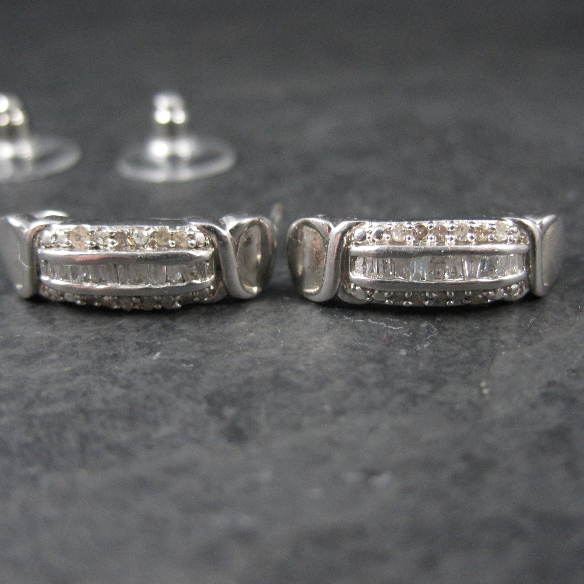 Estate Sterling Diamond Earrings