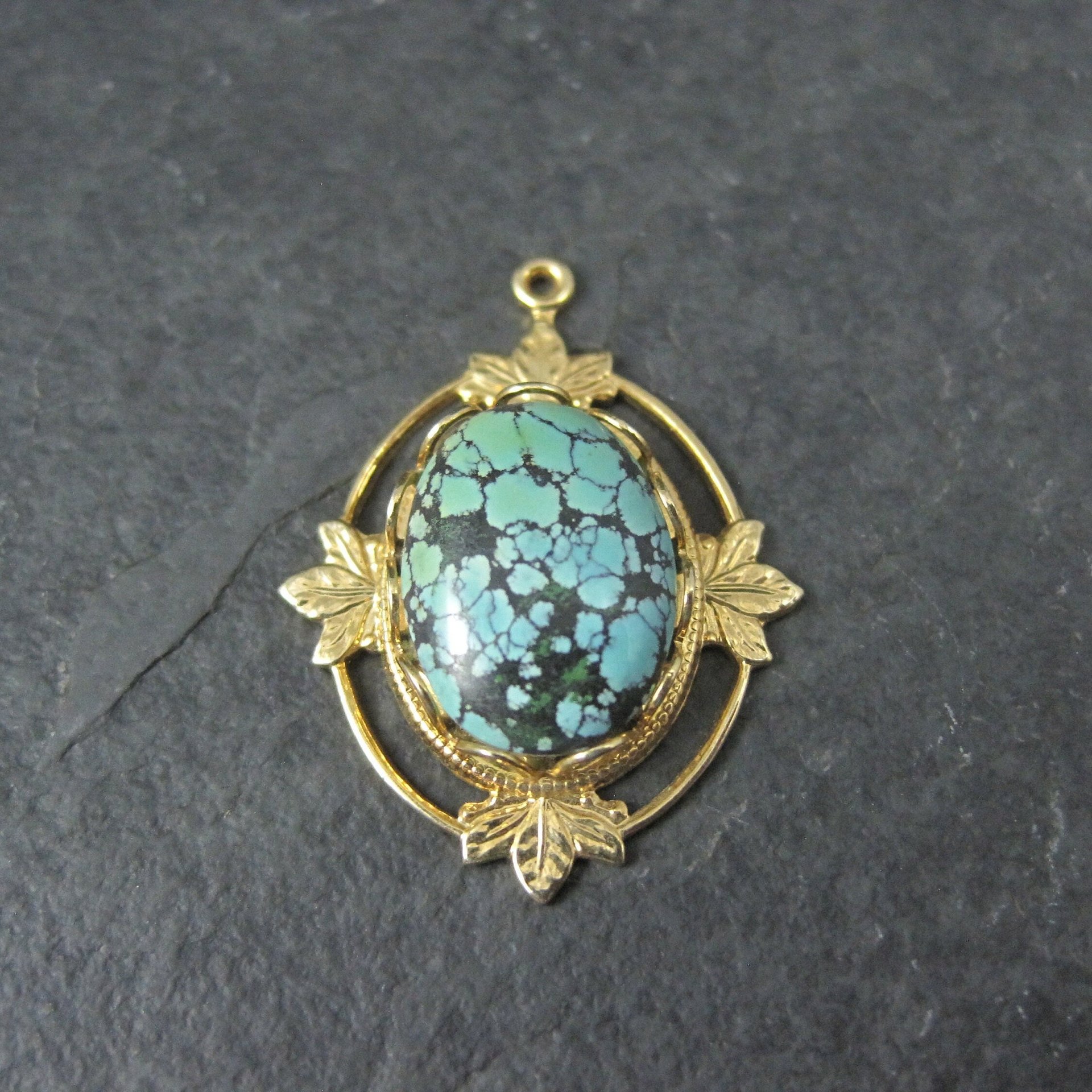 Art Deco Turquoise Charm Pendant Vintage Estate