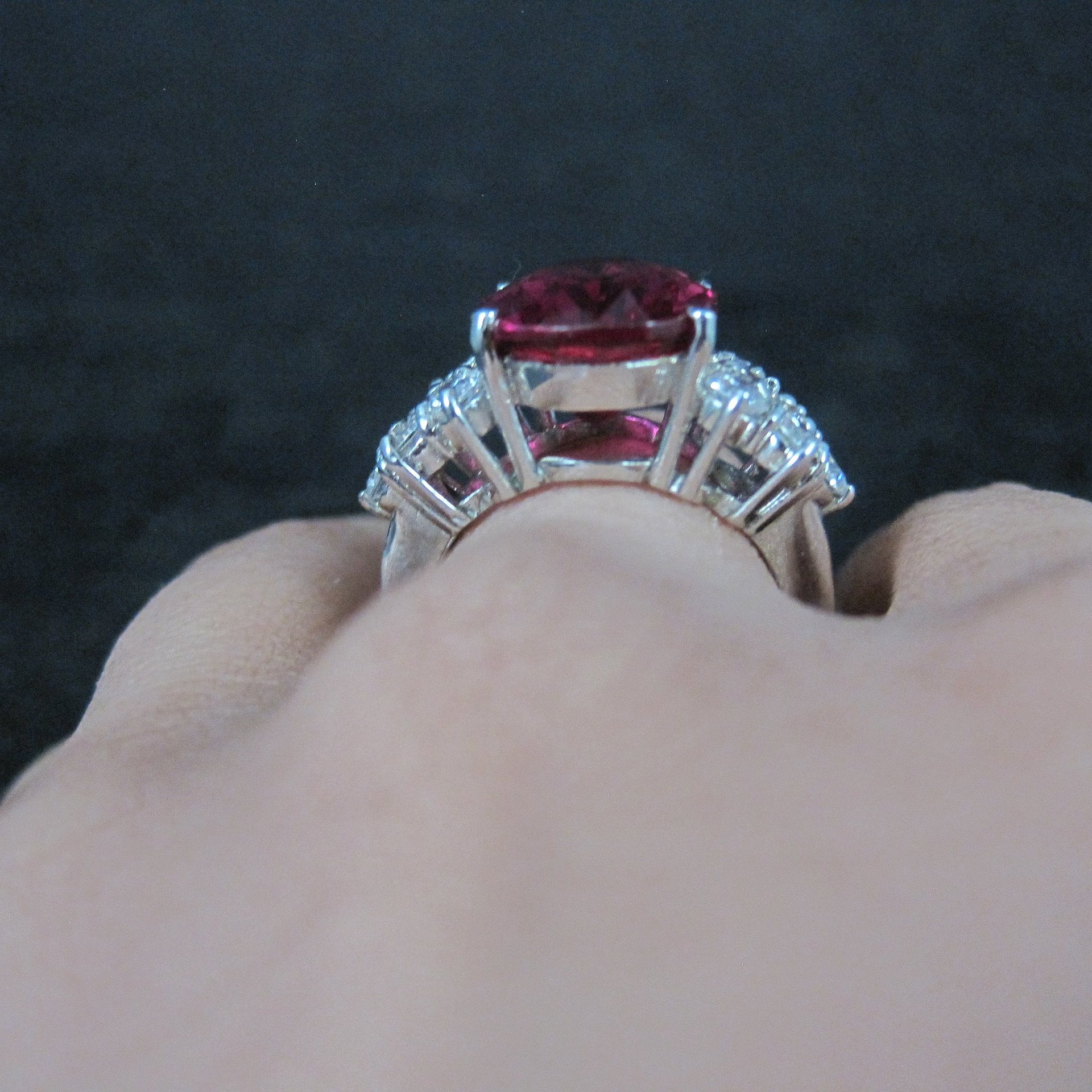 Large Synthetic Ruby Ring Size 8 Sterling Silver