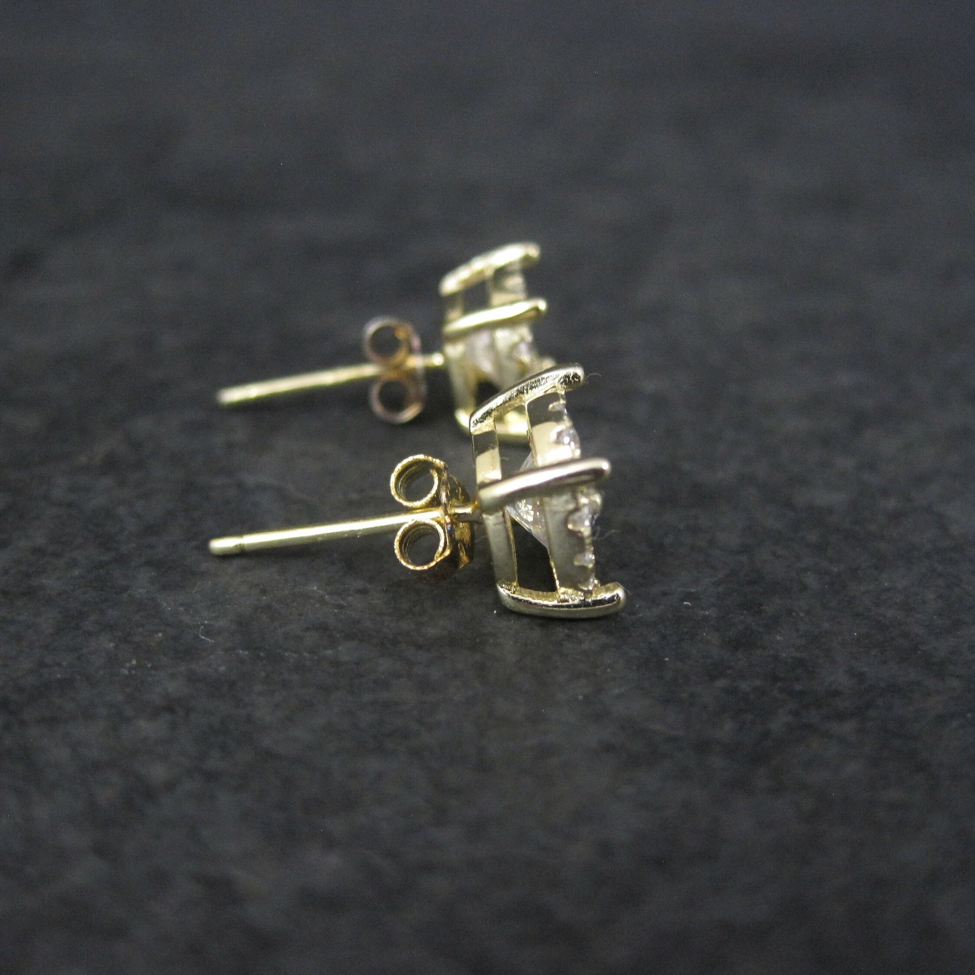 Vermeil Sterling Cz Halo Stud Earrings Estate Jewelry NOS