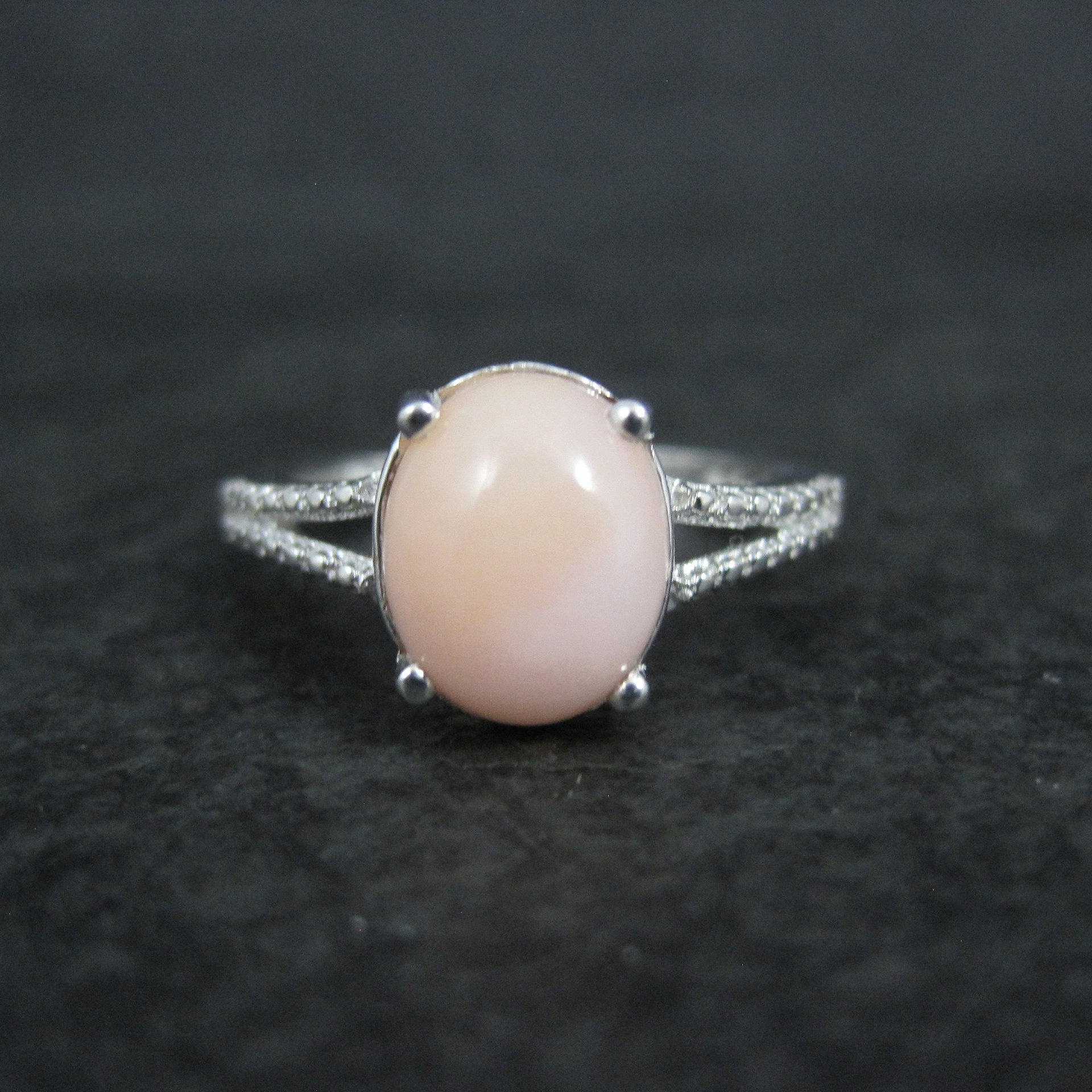 Sterling Silver Pink Opal Ring Size 7 Estate Jewelry