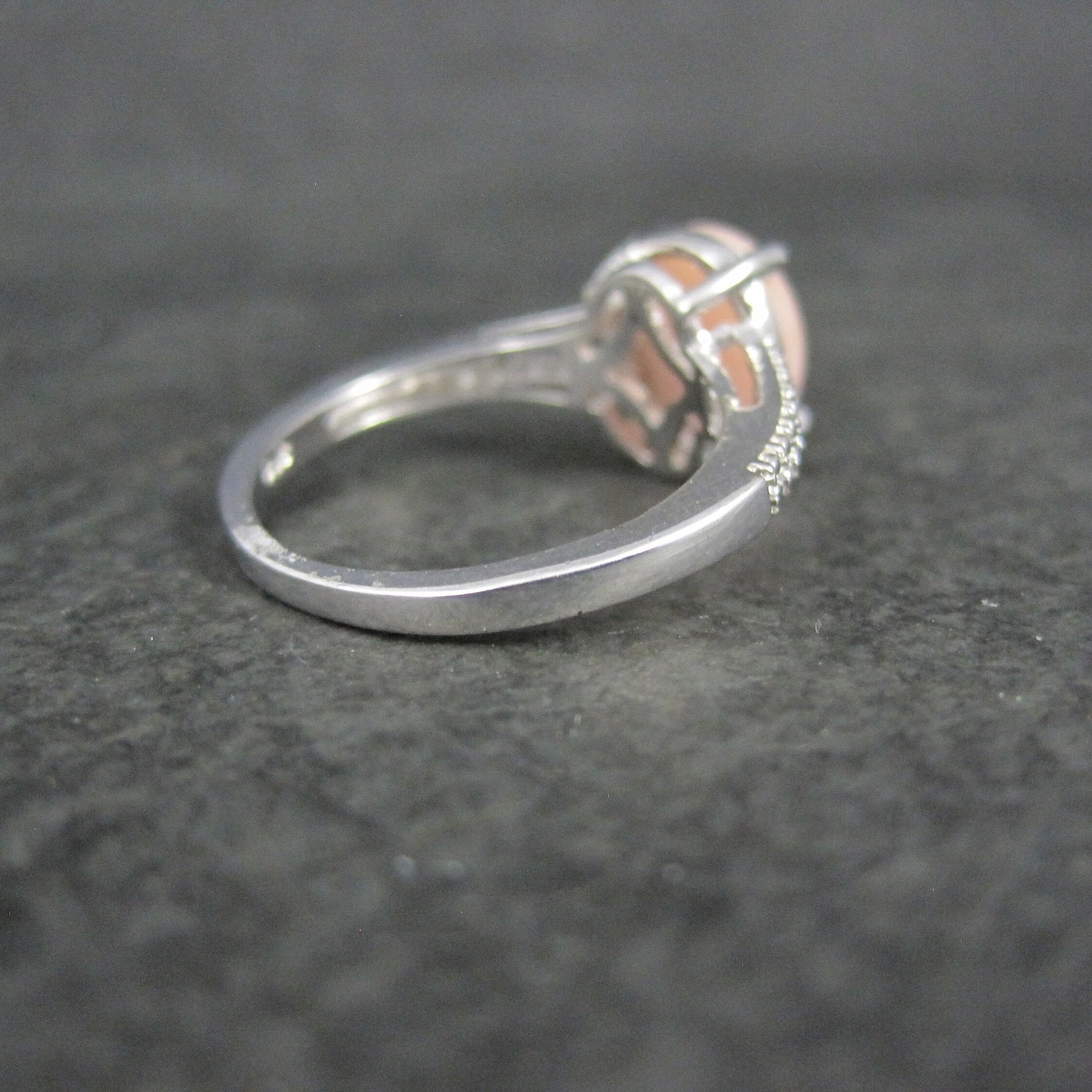 Sterling Silver Pink Opal Ring Size 7 Estate Jewelry