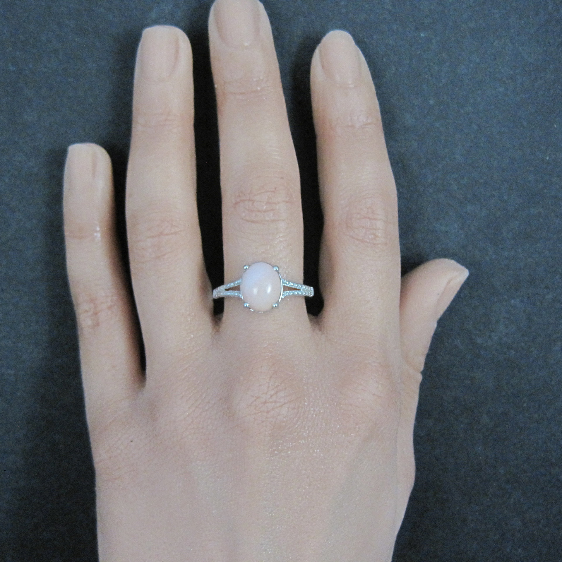 Sterling Silver Pink Opal Ring Size 7 Estate Jewelry