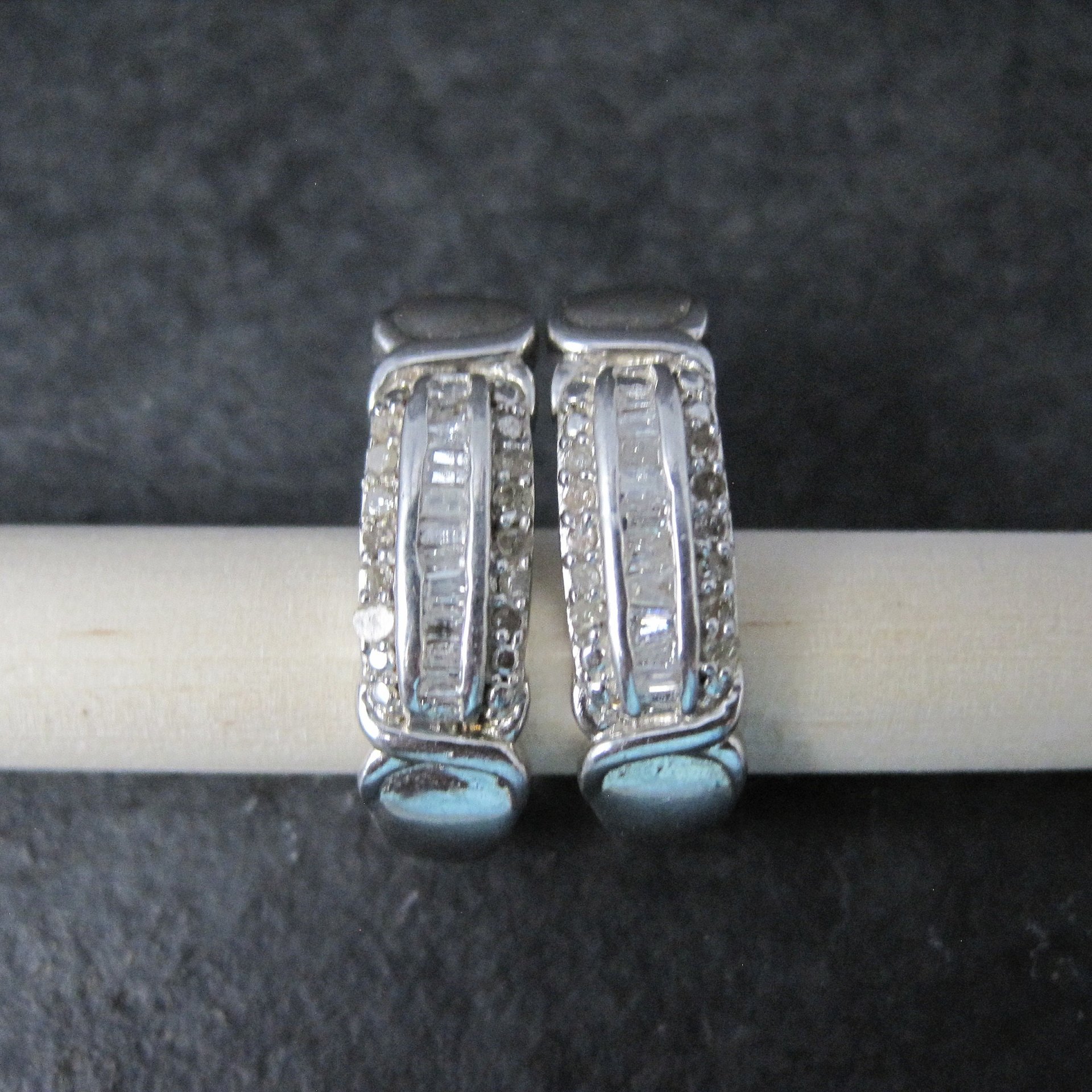 Estate Sterling Diamond Earrings