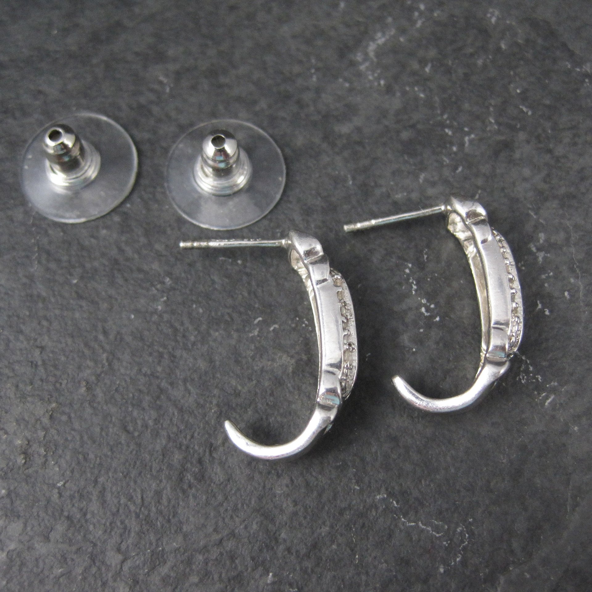 Estate Sterling Diamond Earrings