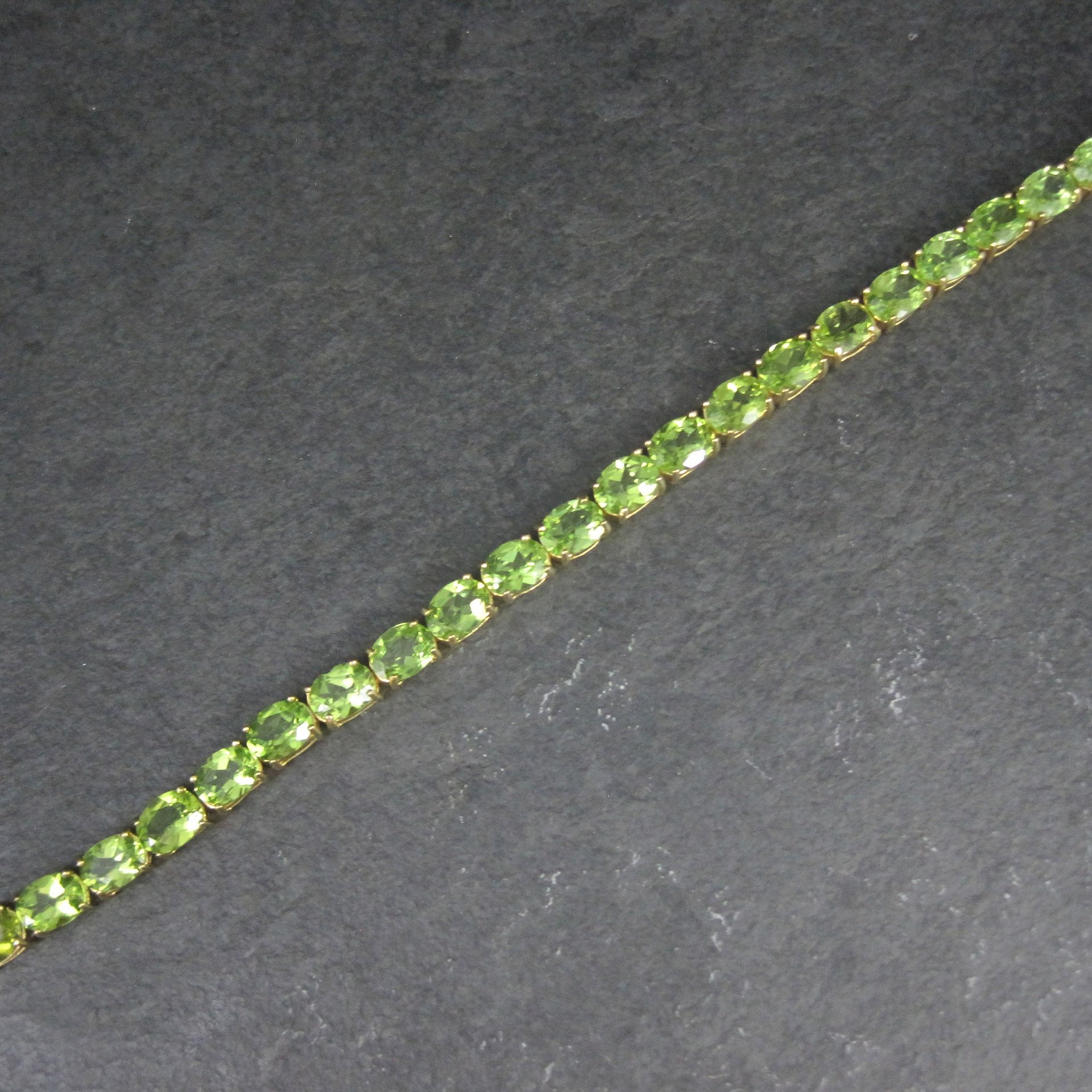 Peridot Tennis Bracelet Estate Vermeil Sterling Silver 7.5"