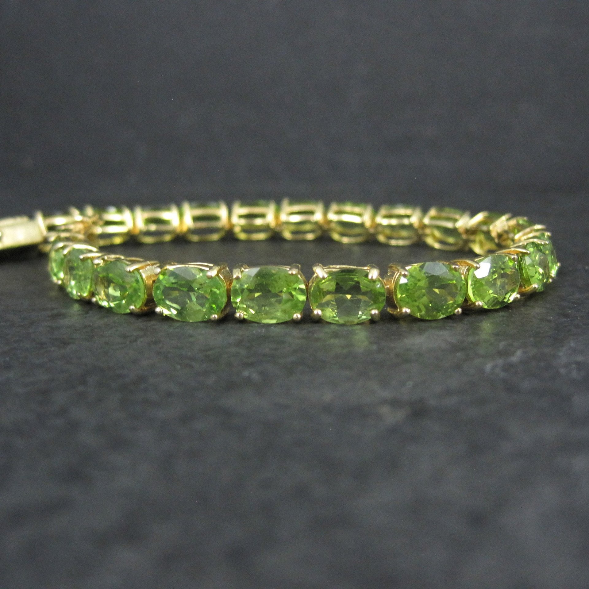 Peridot Tennis Bracelet Estate Vermeil Sterling Silver 7.5"