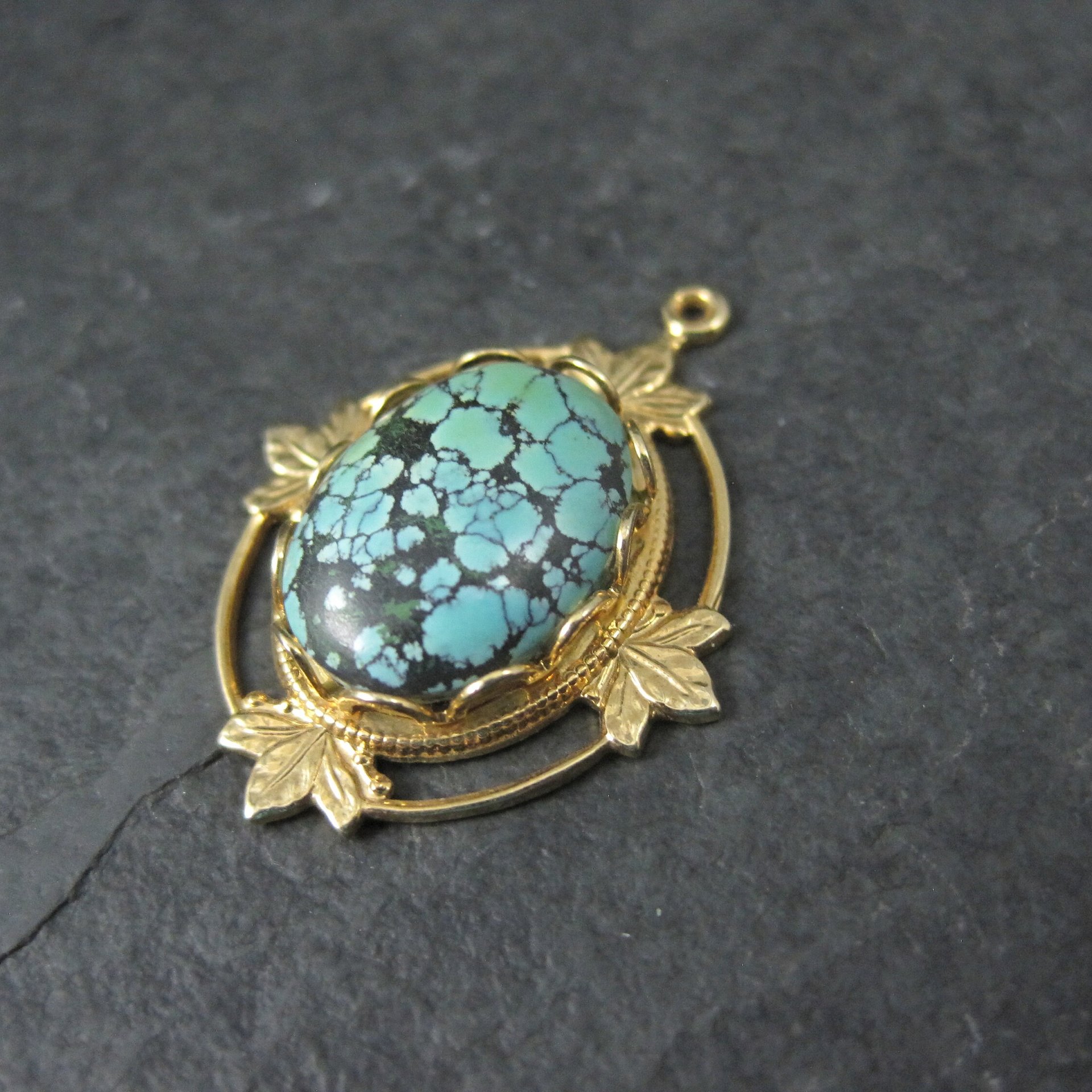 Art Deco Turquoise Charm Pendant Vintage Estate