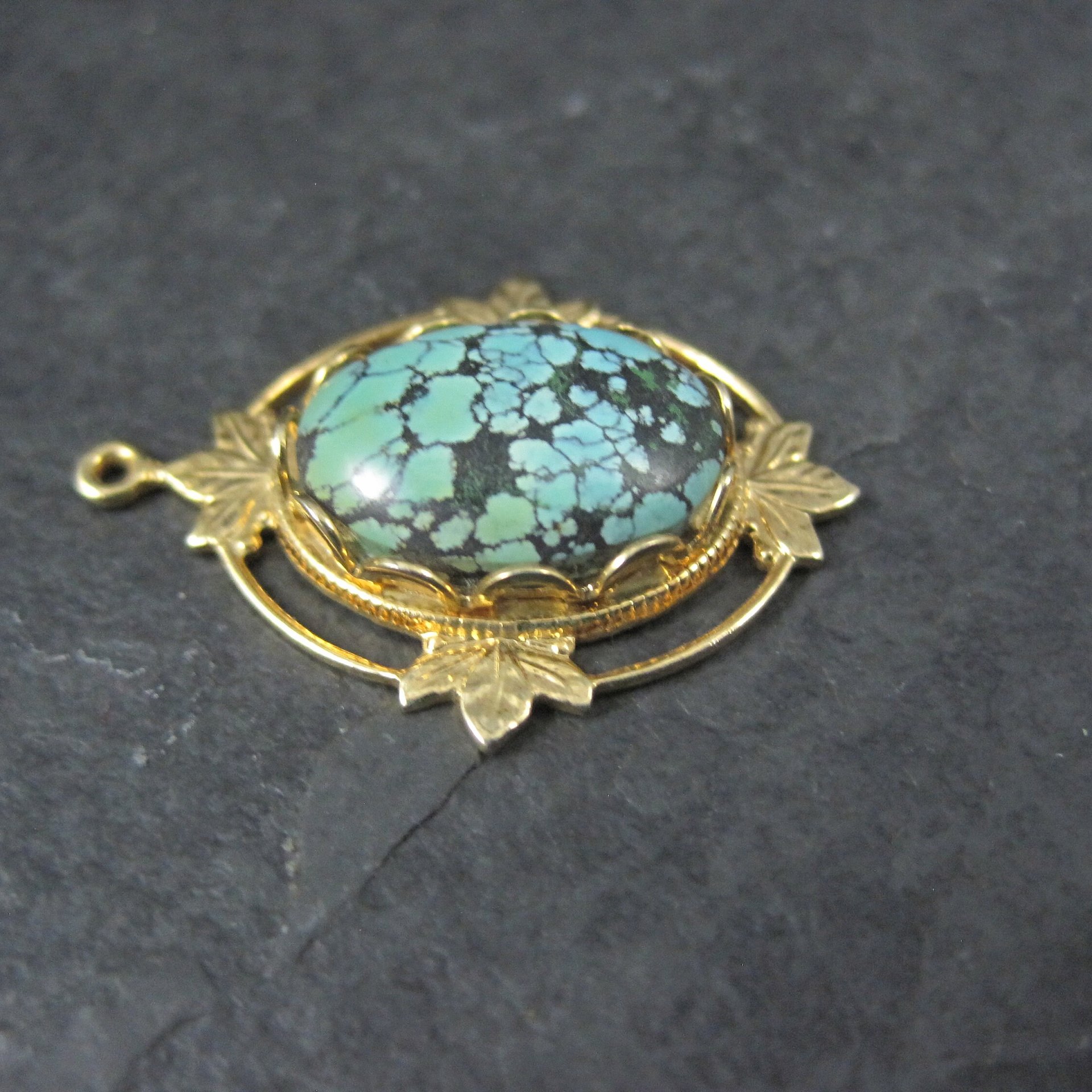 Art Deco Turquoise Charm Pendant Vintage Estate