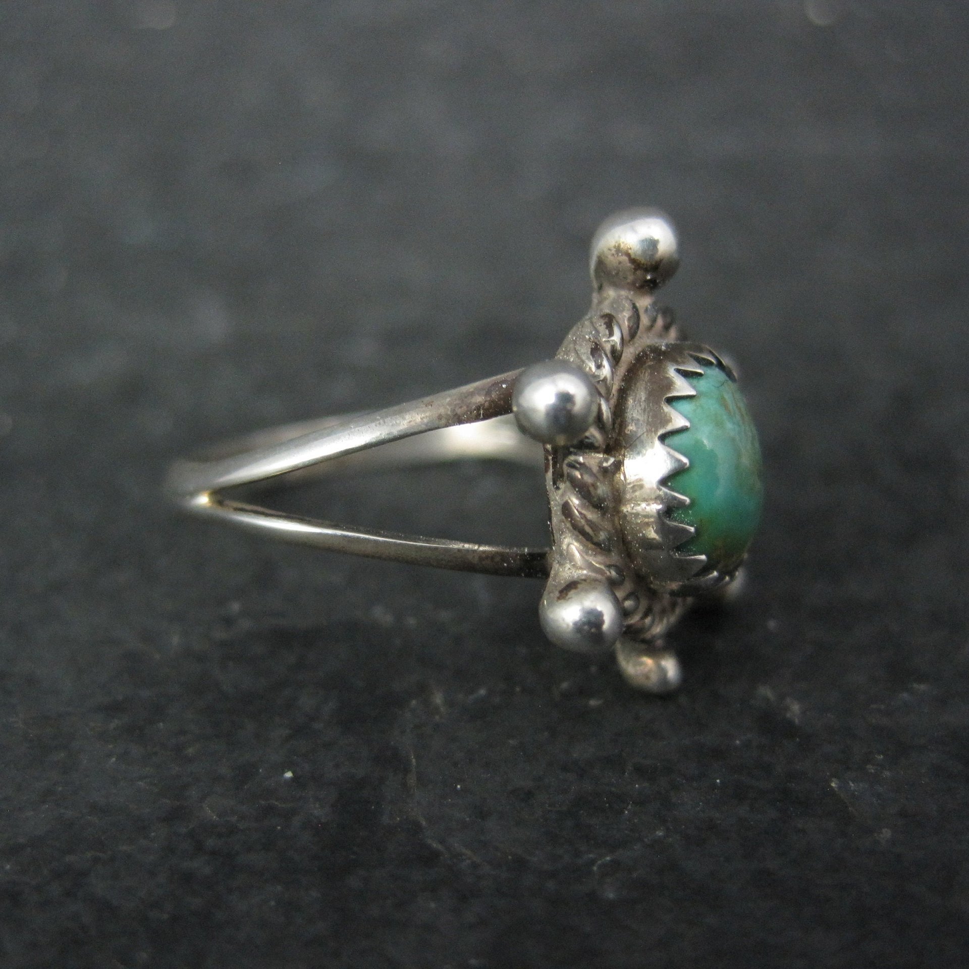 Turquoise Turtle Ring Size 5.5 Southwestern Vintage Sterling Silver