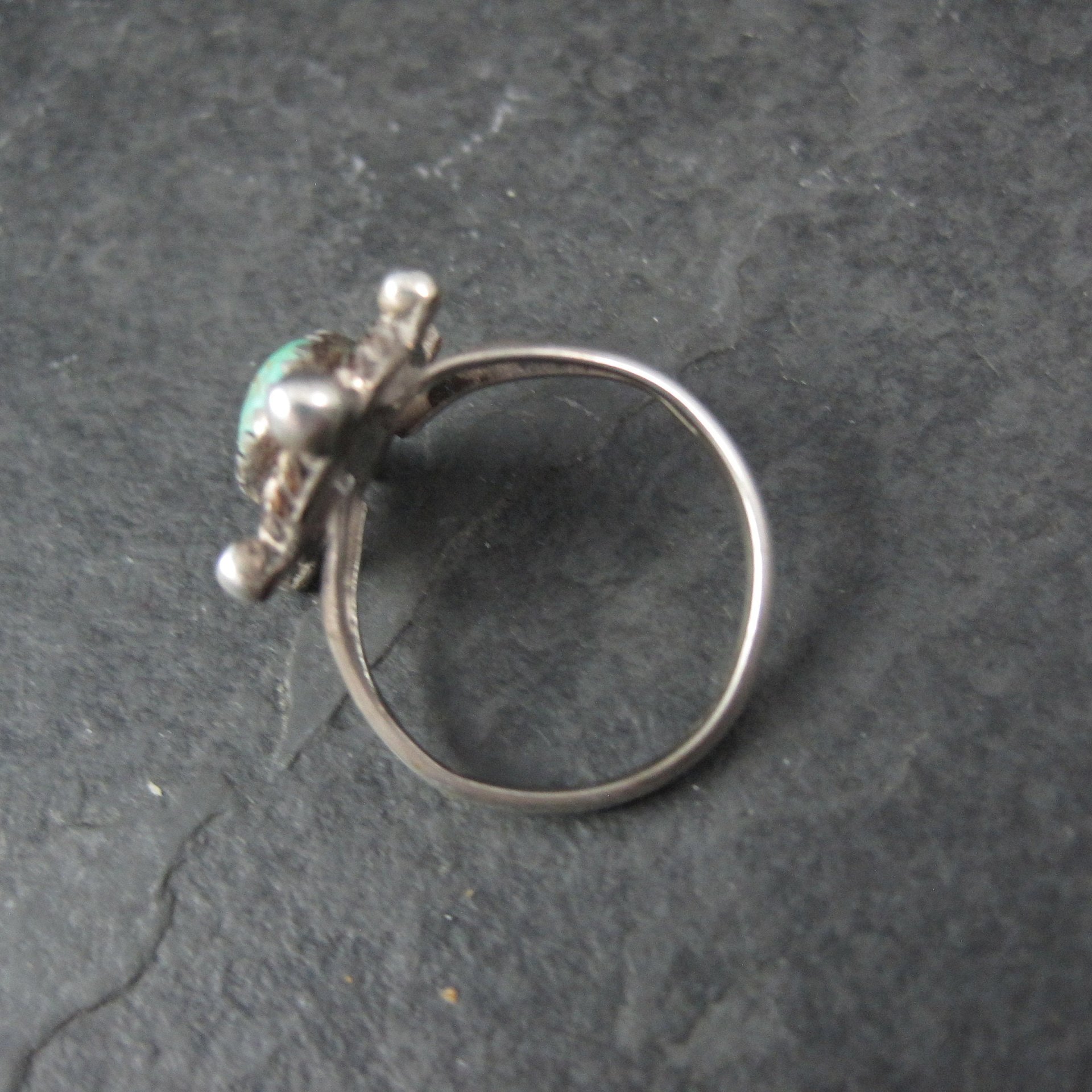 Turquoise Turtle Ring Size 5.5 Southwestern Vintage Sterling Silver