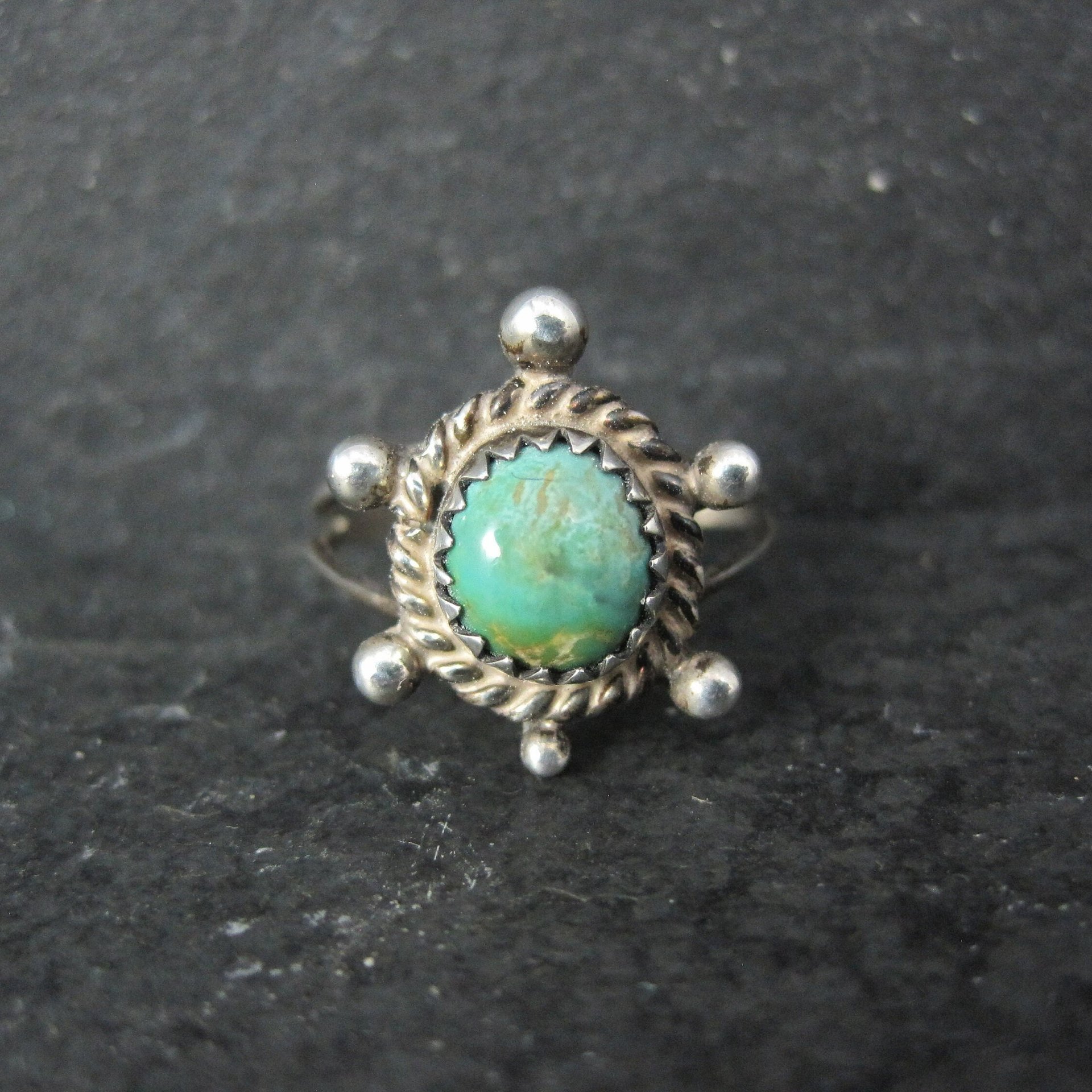 Turquoise Turtle Ring Size 5.5 Southwestern Vintage Sterling Silver