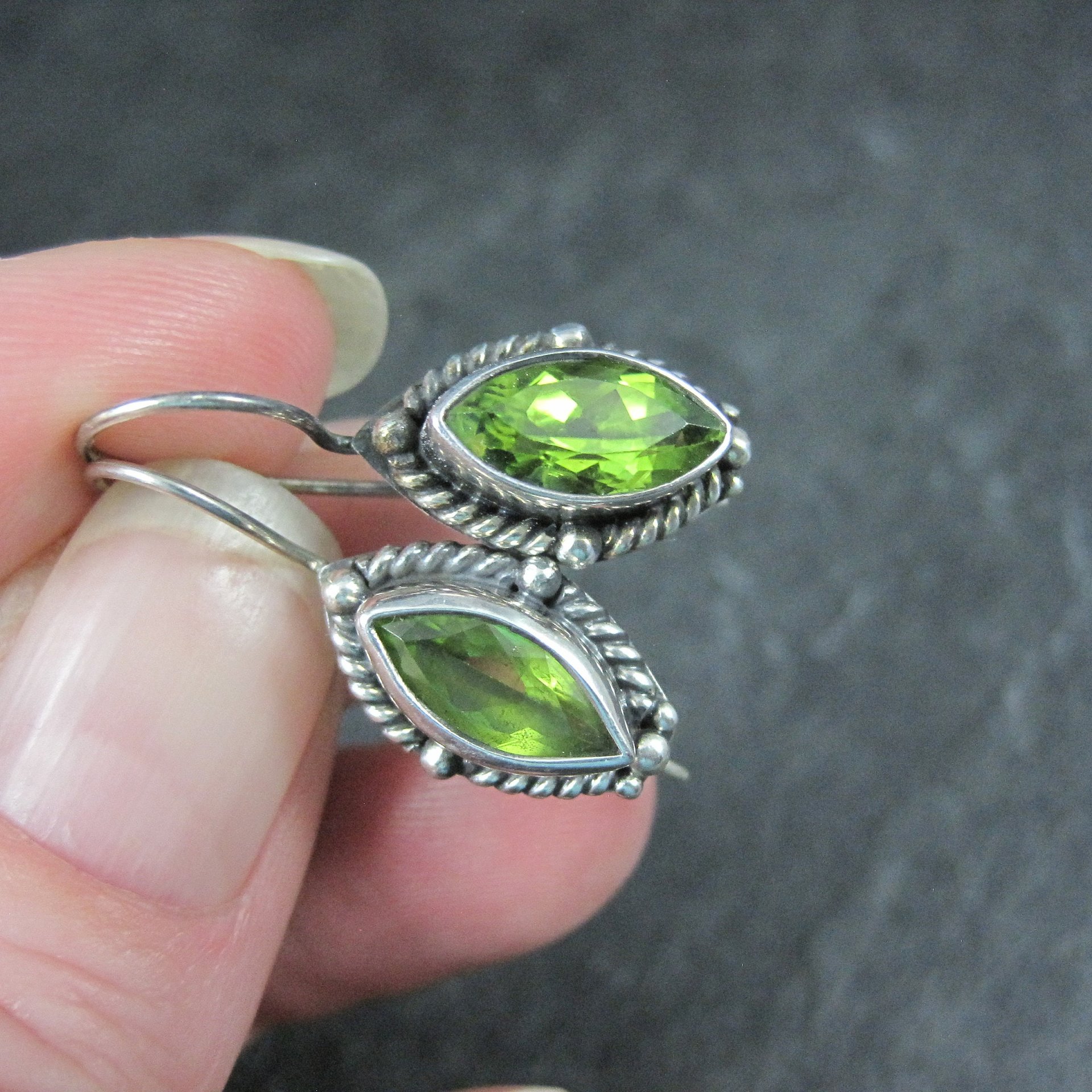 Sterling Silver Peridot Earrings Latch Backs
