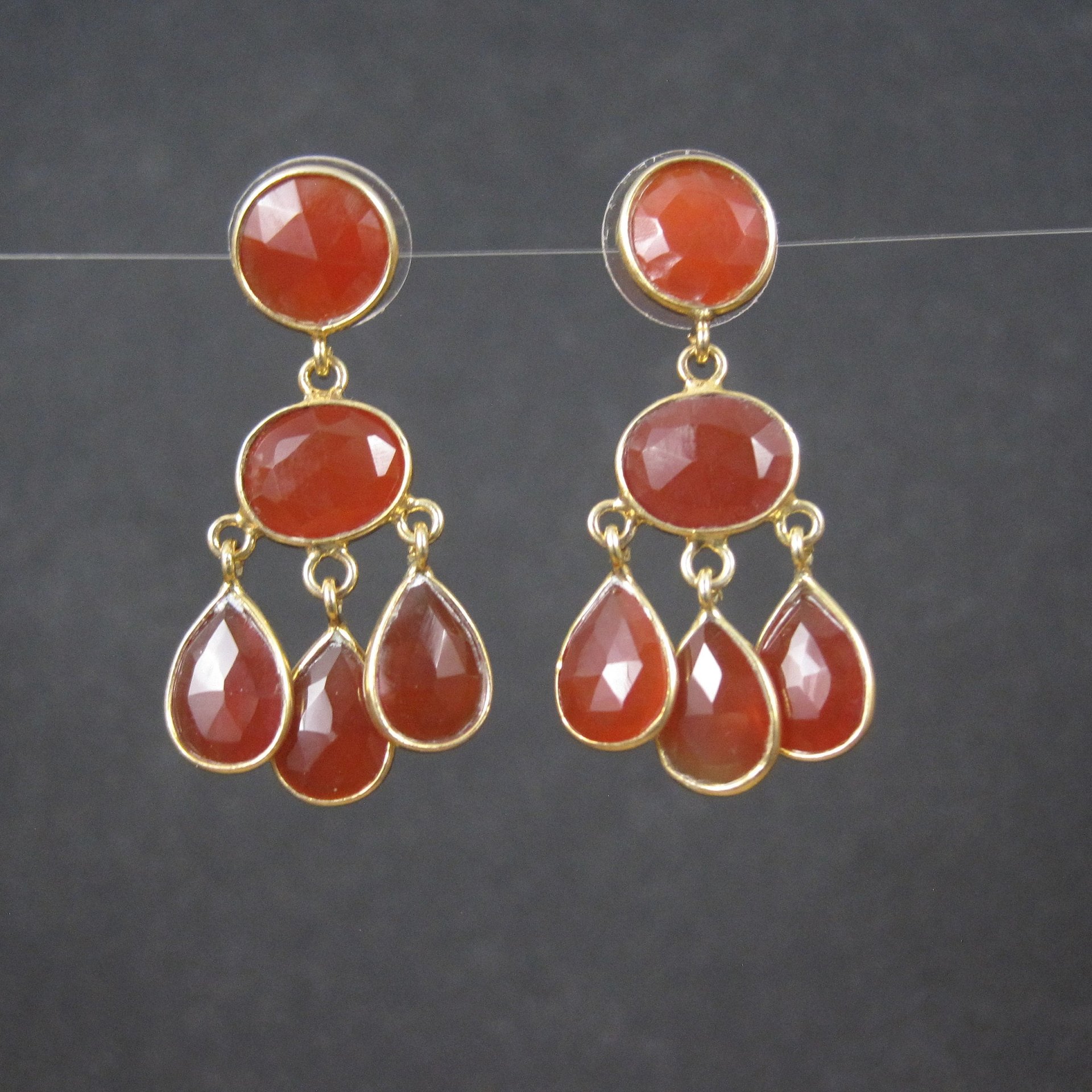 Vintage Vermeil Sterling Carnelian Earrings Estate Jewelry