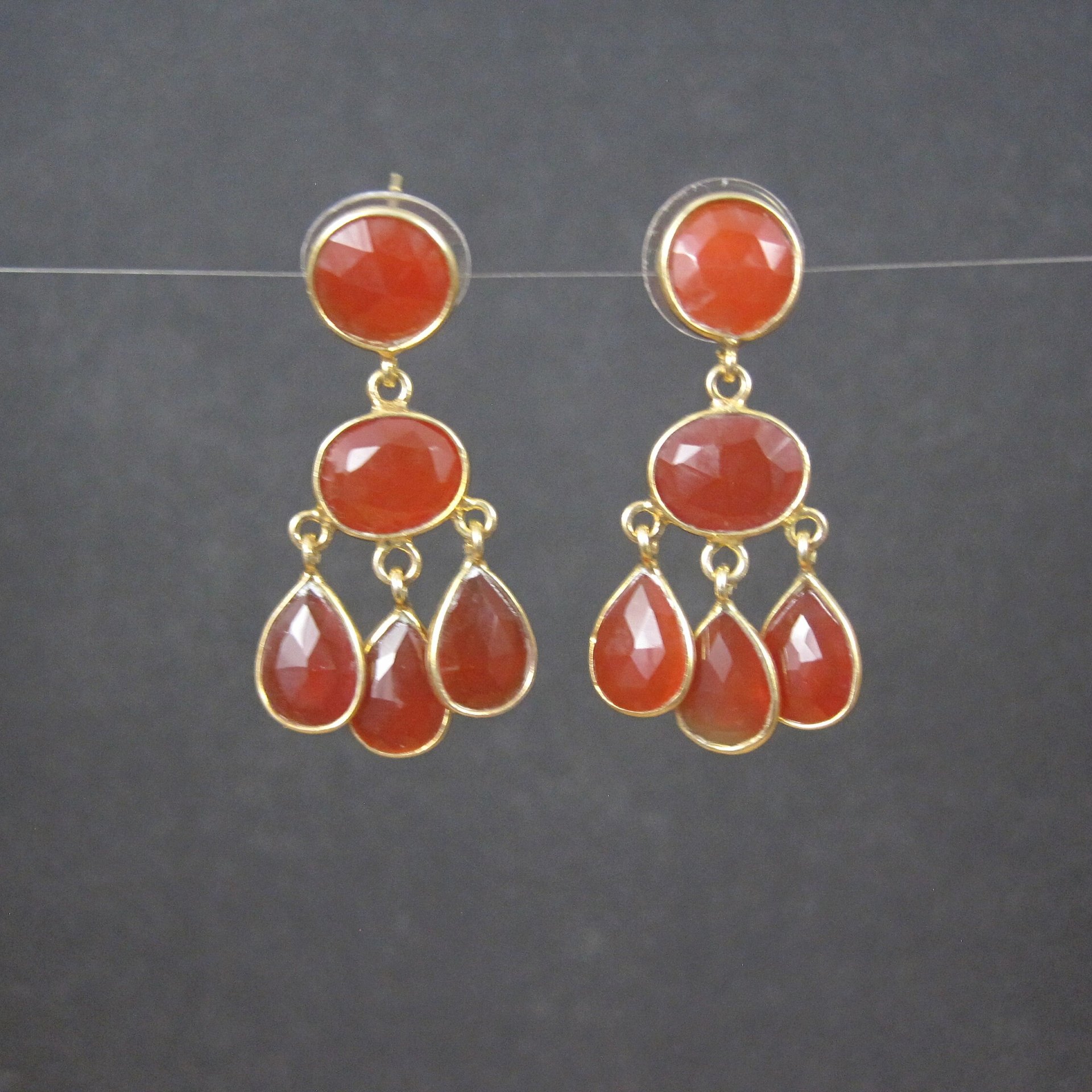 Vintage Vermeil Sterling Carnelian Earrings Estate Jewelry