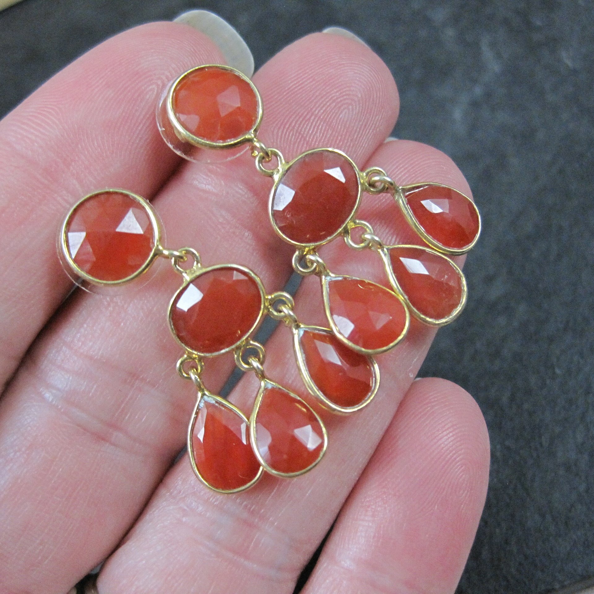 Vintage Vermeil Sterling Carnelian Earrings Estate Jewelry