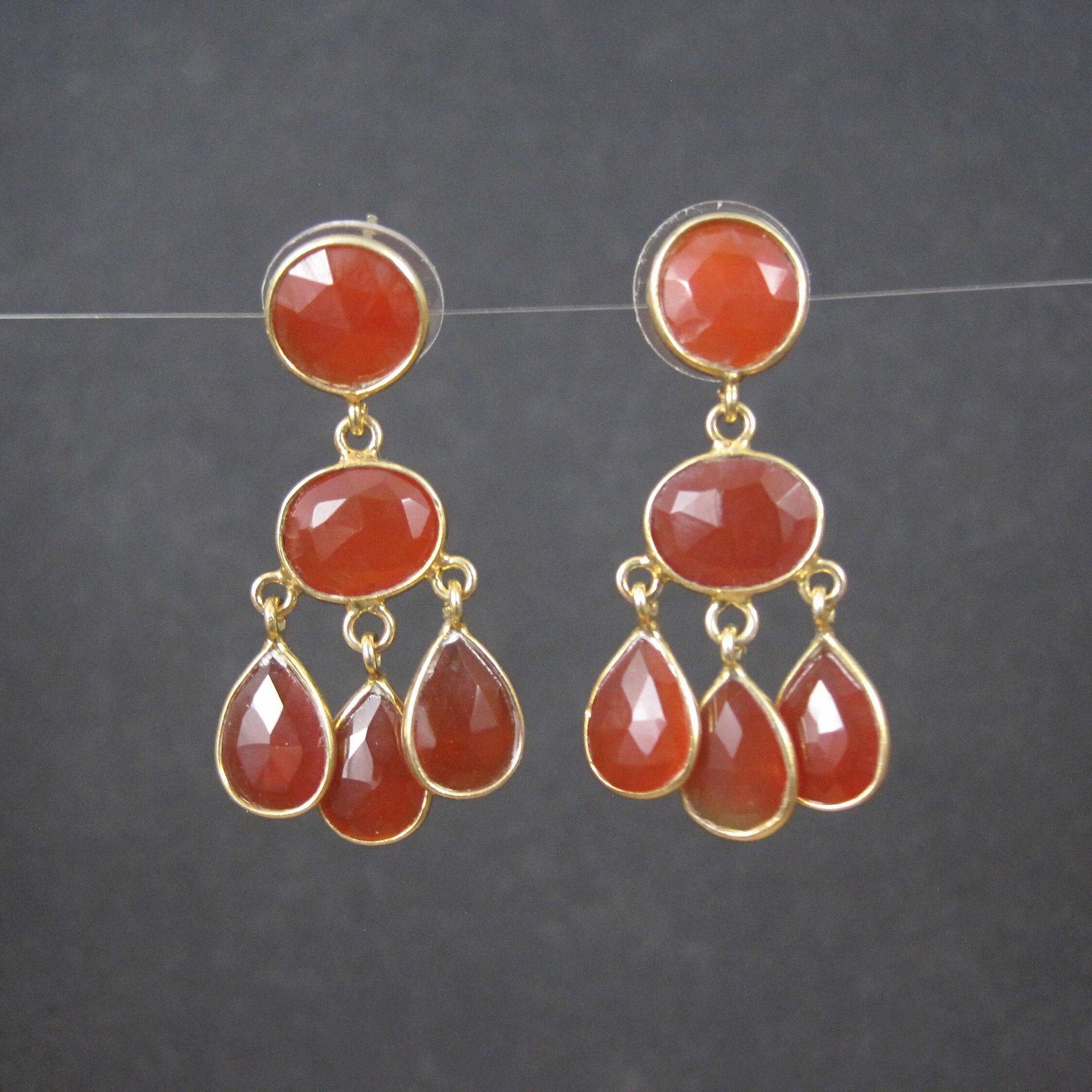 Vintage Vermeil Sterling Carnelian Earrings Estate Jewelry