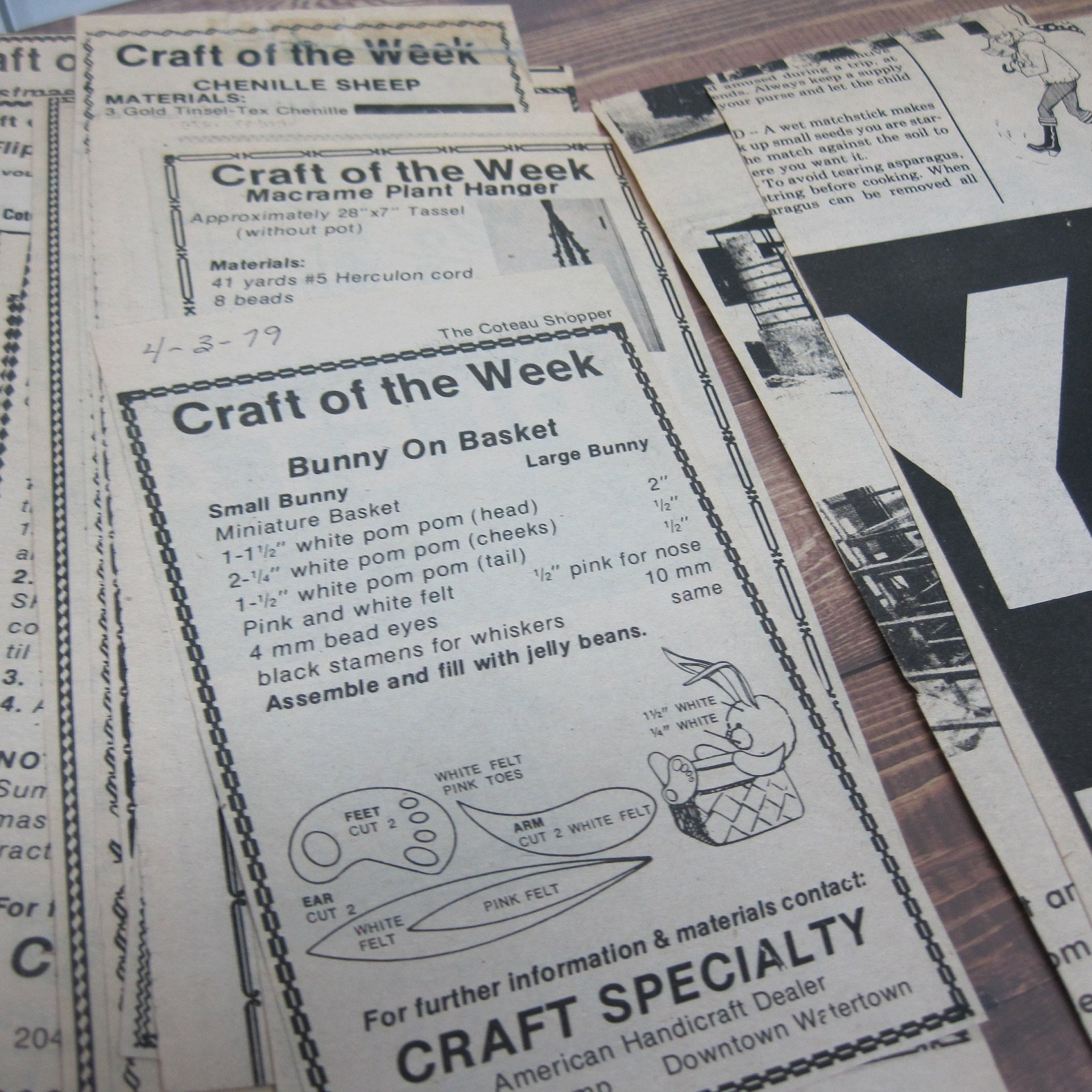 Huge Lot Craft of the Week Patterns 1978-1988
